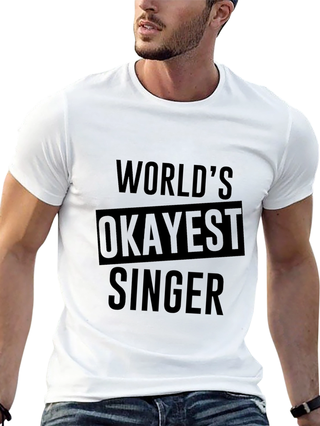 Black World's Okayest Singer - Men's Black Graphic Tee view 13