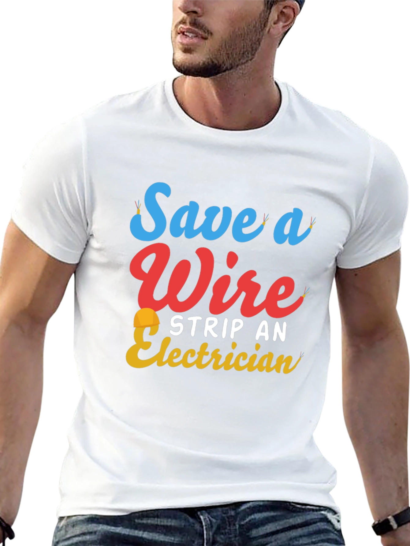 Black Save a Wire Strip an Electrician T-Shirt view 13