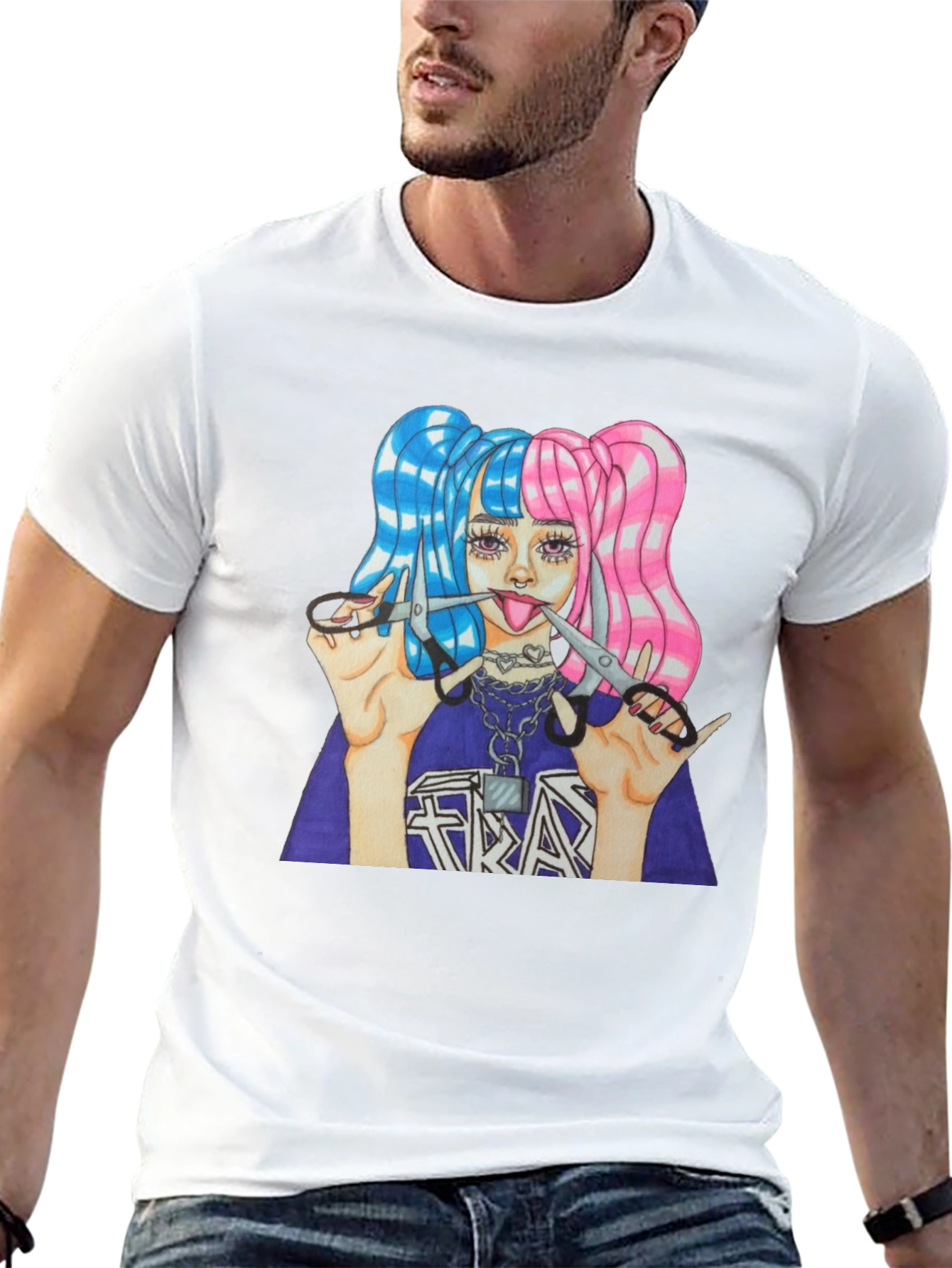 Black Edgy Graphic Print T-Shirt view 13