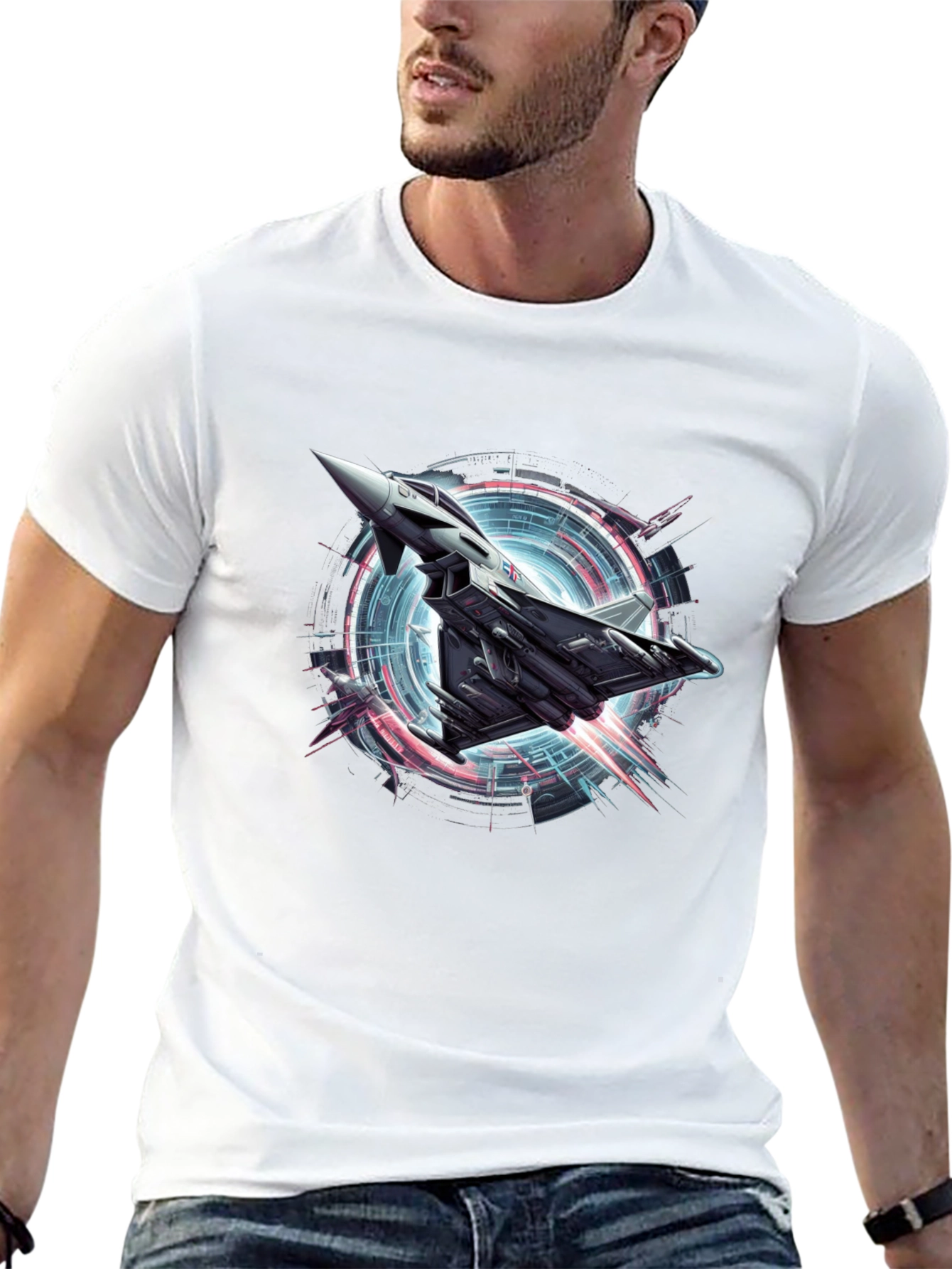 Black Jet Fighter Graphic Tee - Cool Airplane T-Shirt view 13
