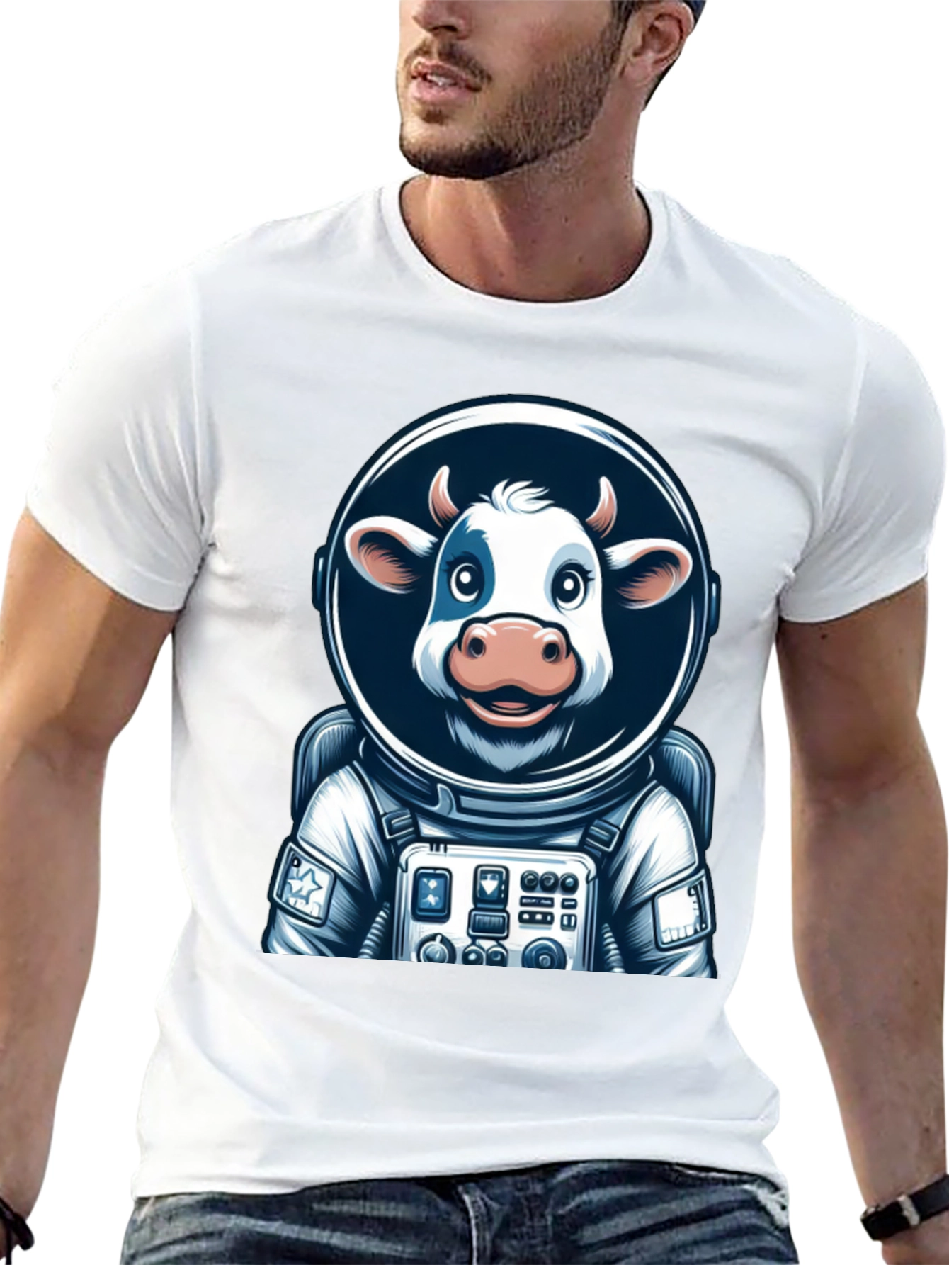 Black Cow Astronaut Graphic Tee - Space Moo-n Adventure view 13