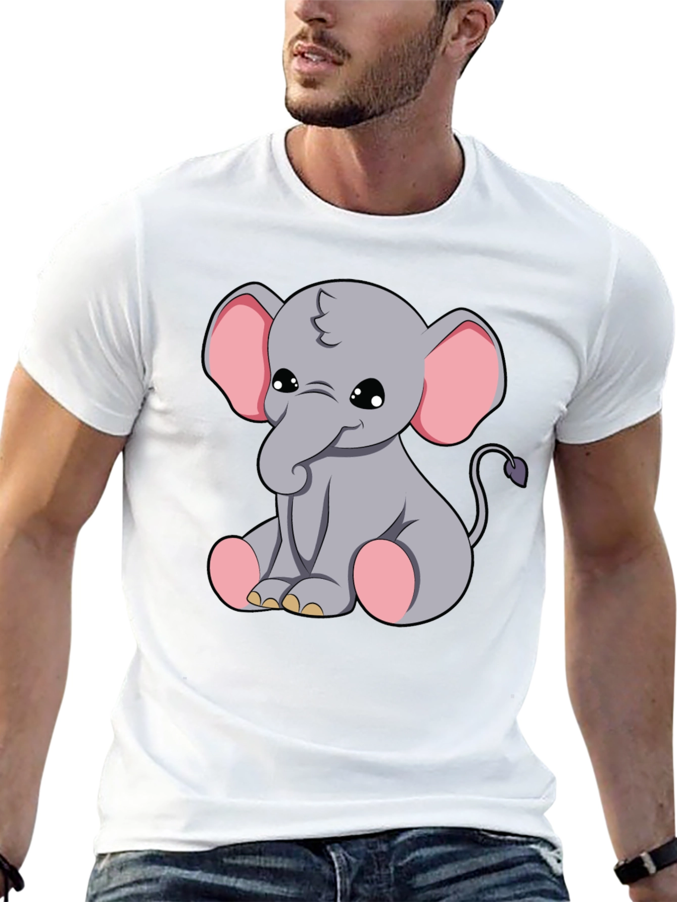 Black Cute Elephant Graphic Tee - Soft Cotton Blend view 13