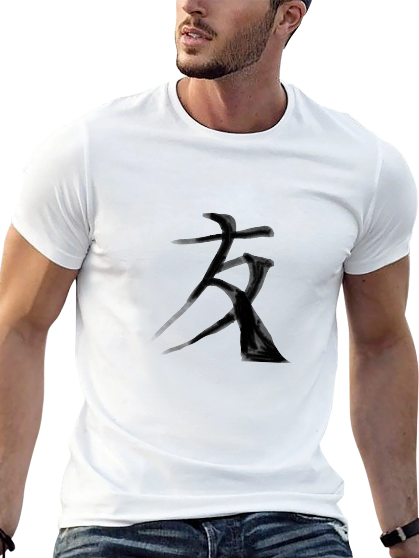 Black Black T-Shirt with Kanji Character view 13