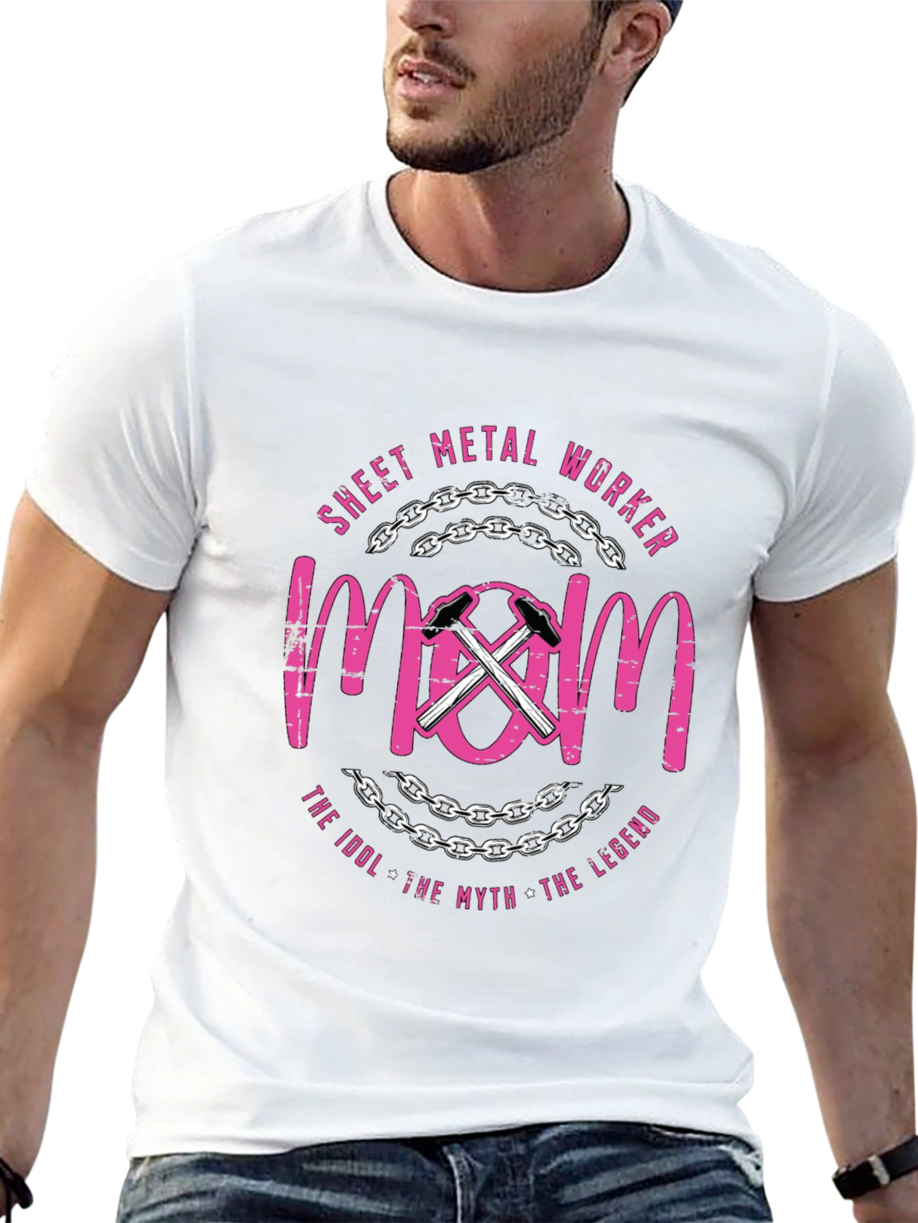 Black Sheet Metal Worker Mom T-Shirt - Pink Graphic Tee view 13