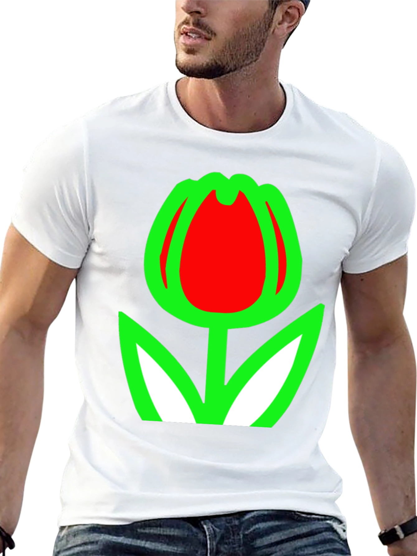 Black Tulip Graphic Tee - Bold Floral Statement Shirt view 13