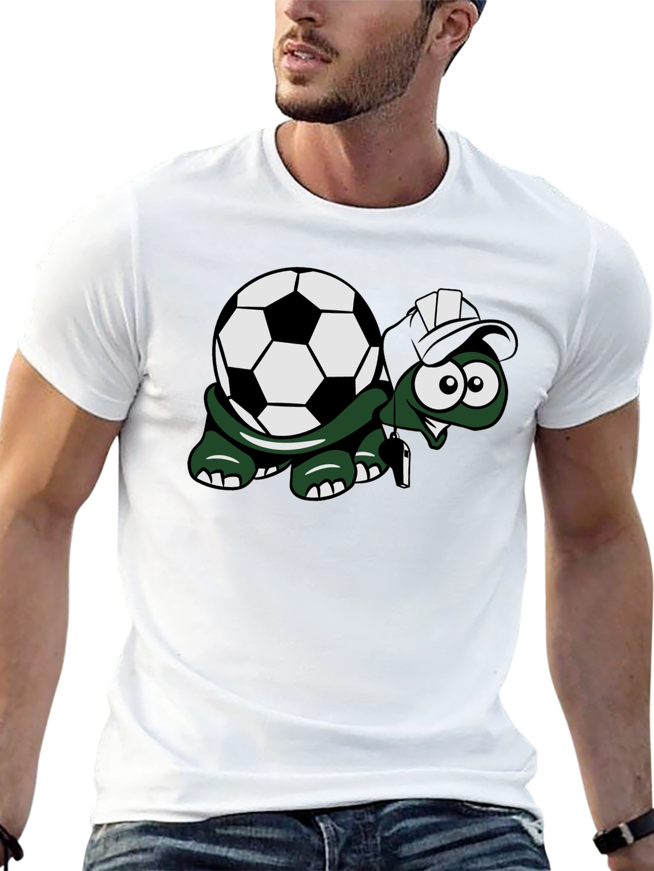 Black Soccer Turtle Graphic Tee - Fun Black T-Shirt view 13