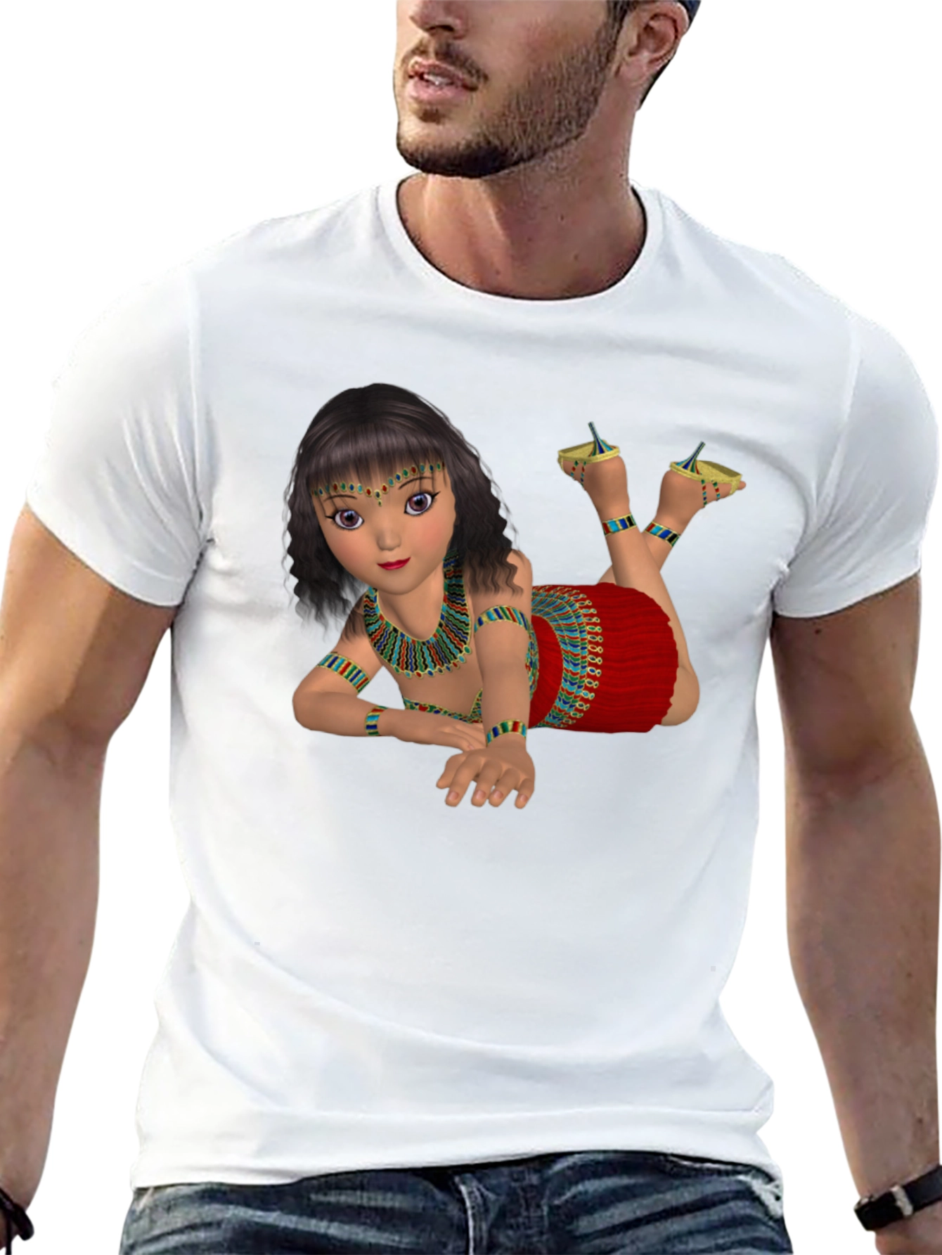 Black Egyptian Girl Graphic Tee - Black Cotton Shirt view 13