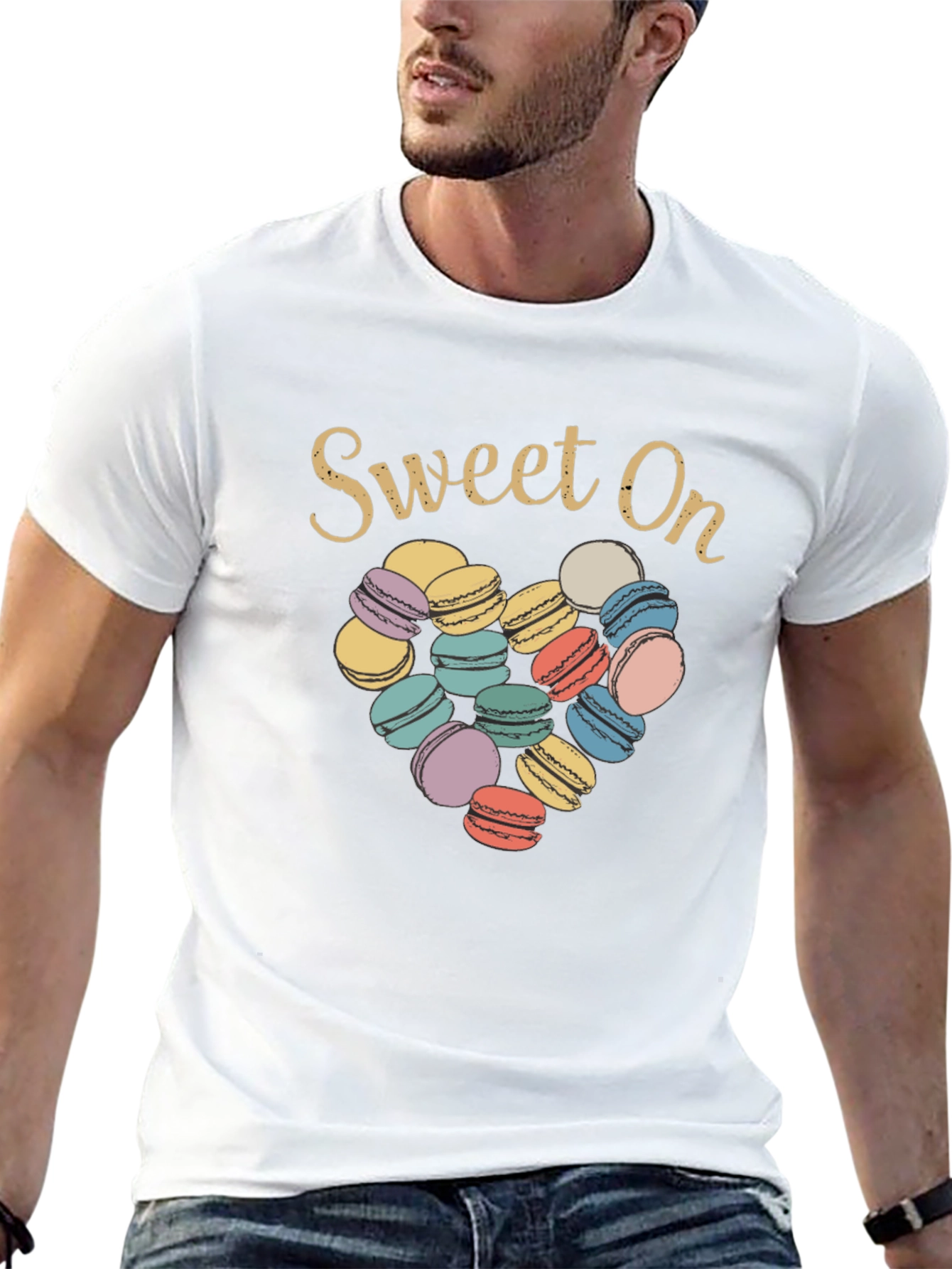 Black Sweet On Macarons T-Shirt - Cute Dessert Graphic Tee view 13
