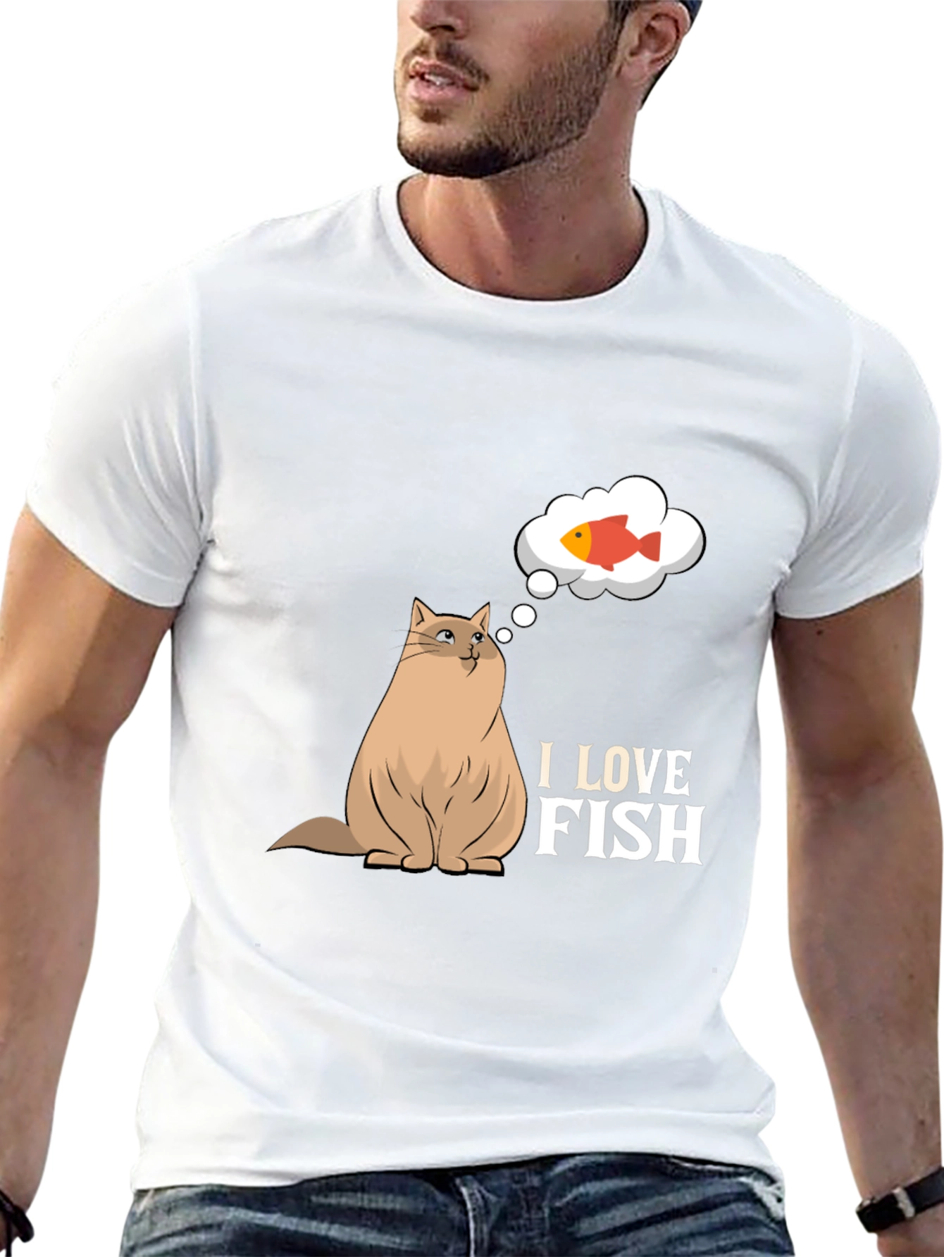 Black I Love Fish Graphic Tee - Funny Cat Lover Shirt view 13