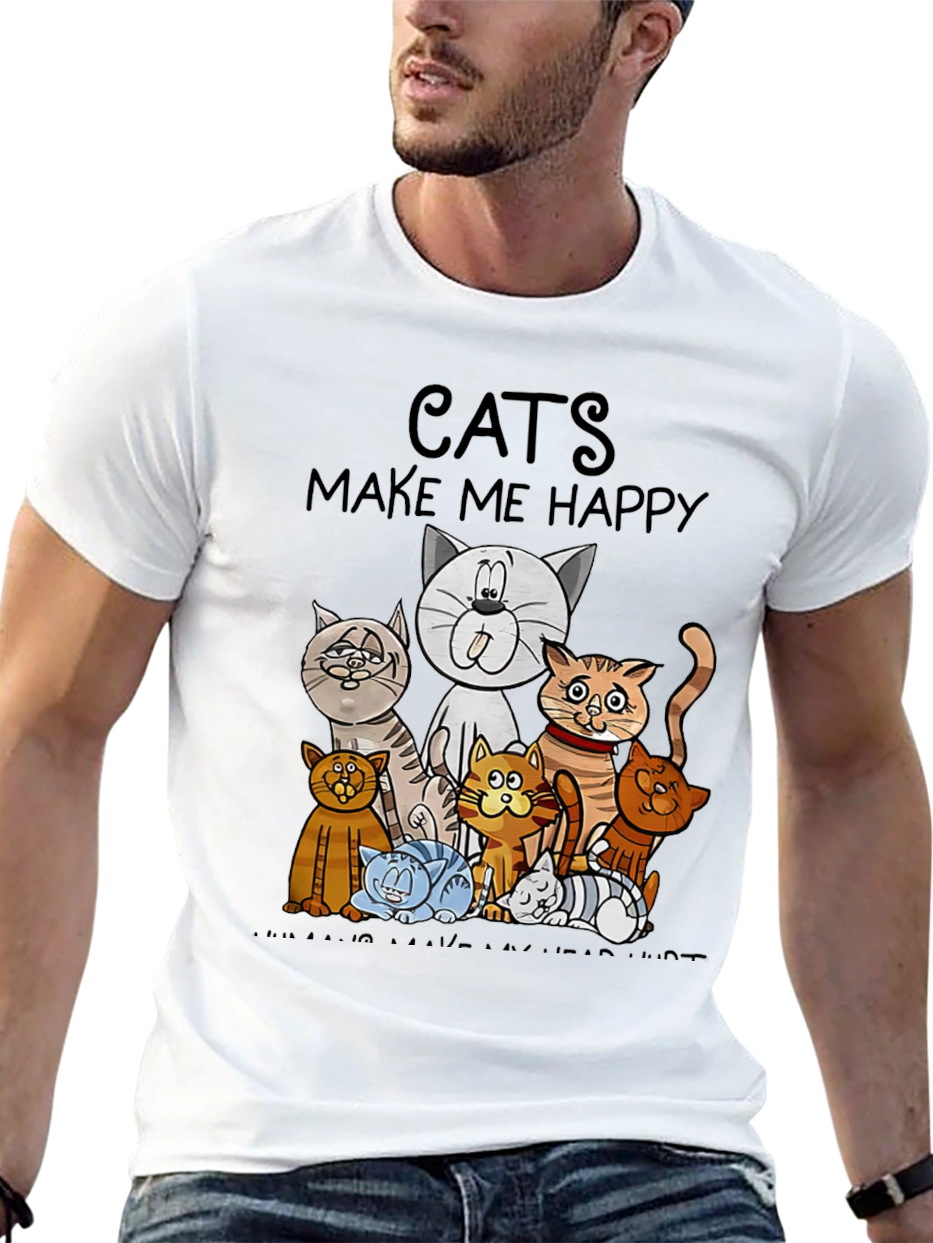 Black Cats Make Me Happy Graphic T-Shirt view 13