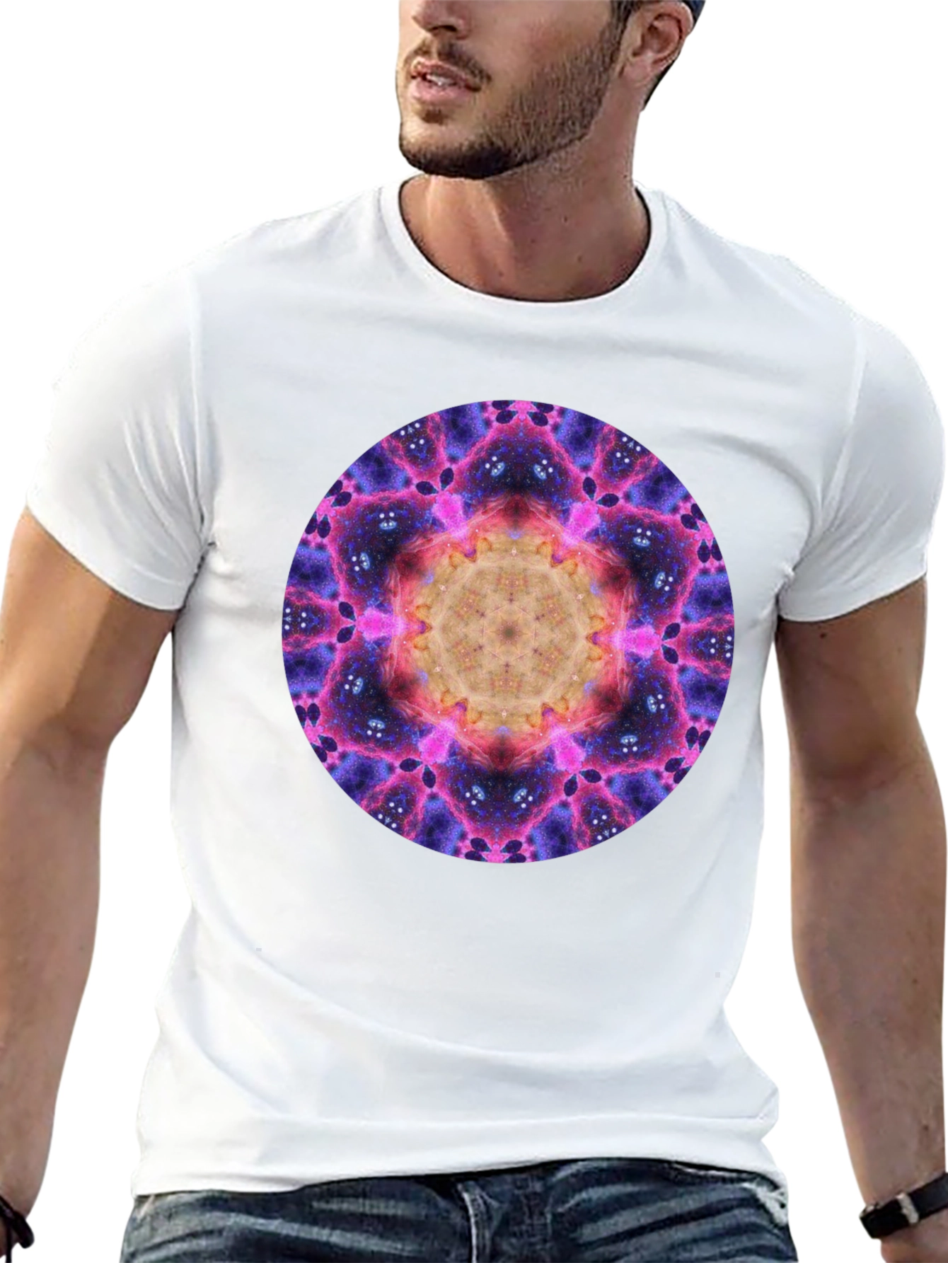 Black Cosmic Mandala Graphic Tee - Black view 13