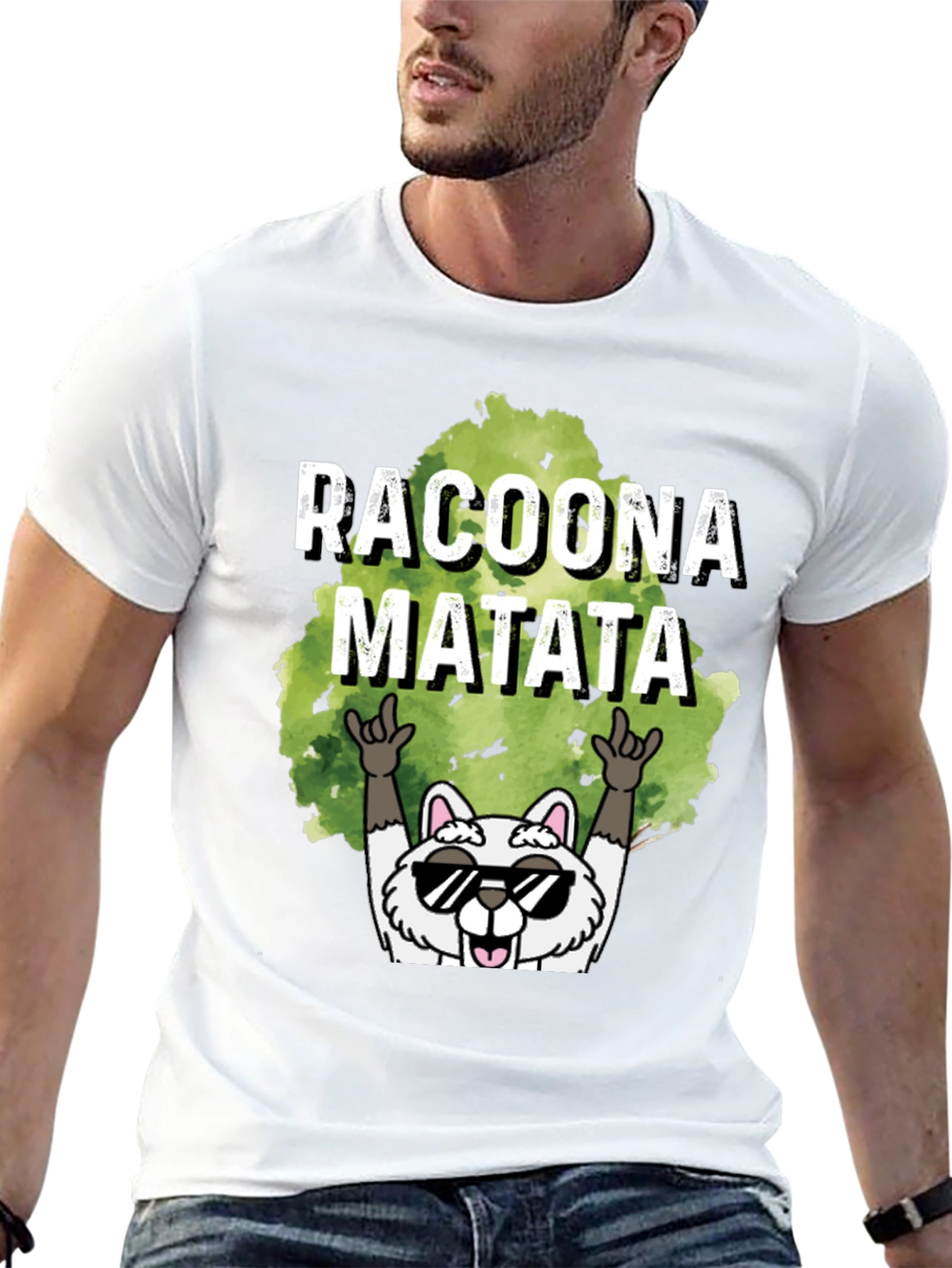 Black Racoona Matata Graphic Tee - Funny Raccoon T-Shirt view 13
