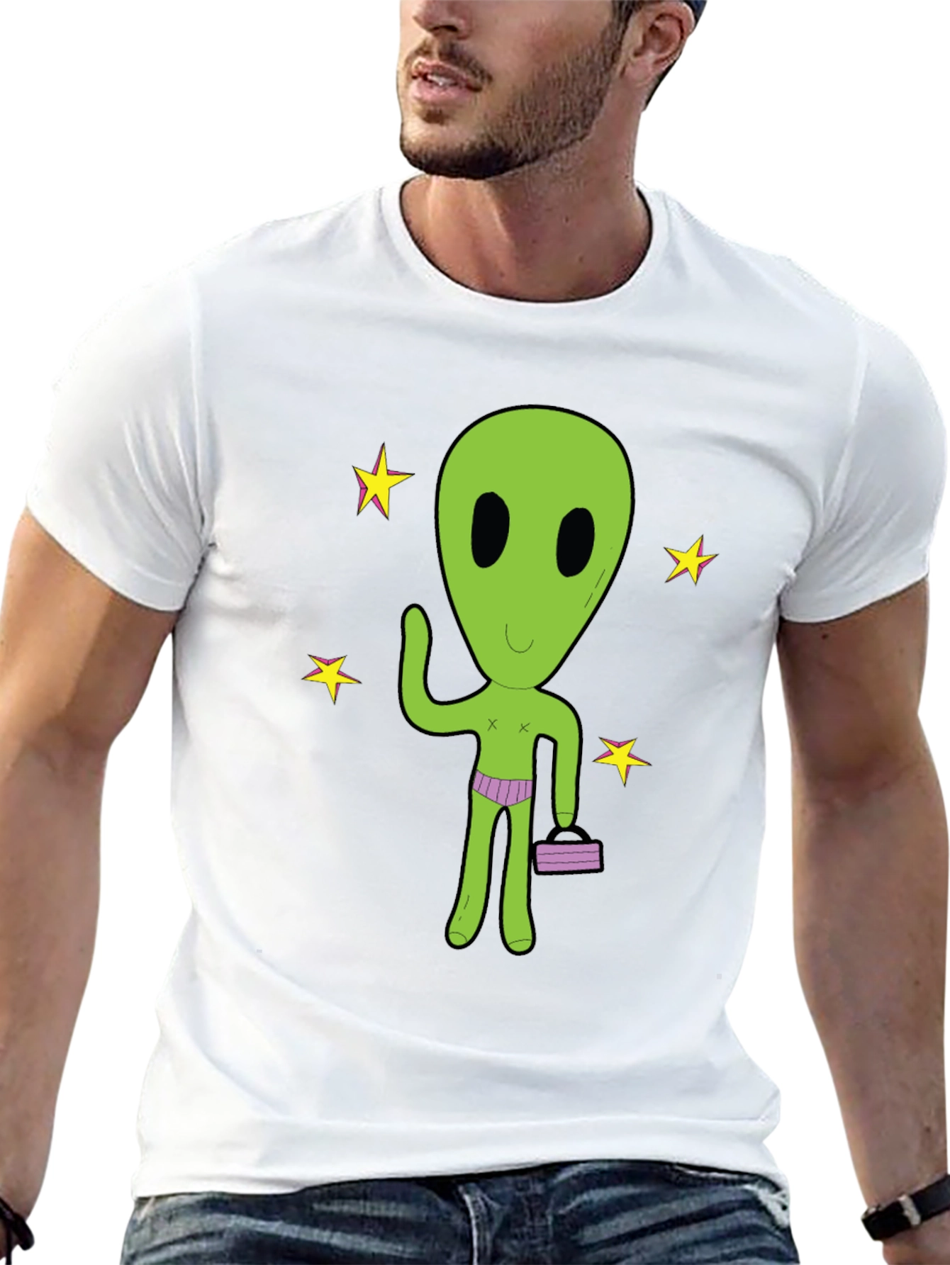 Black Alien T-Shirt - Funny Extraterrestrial Graphic Tee view 13