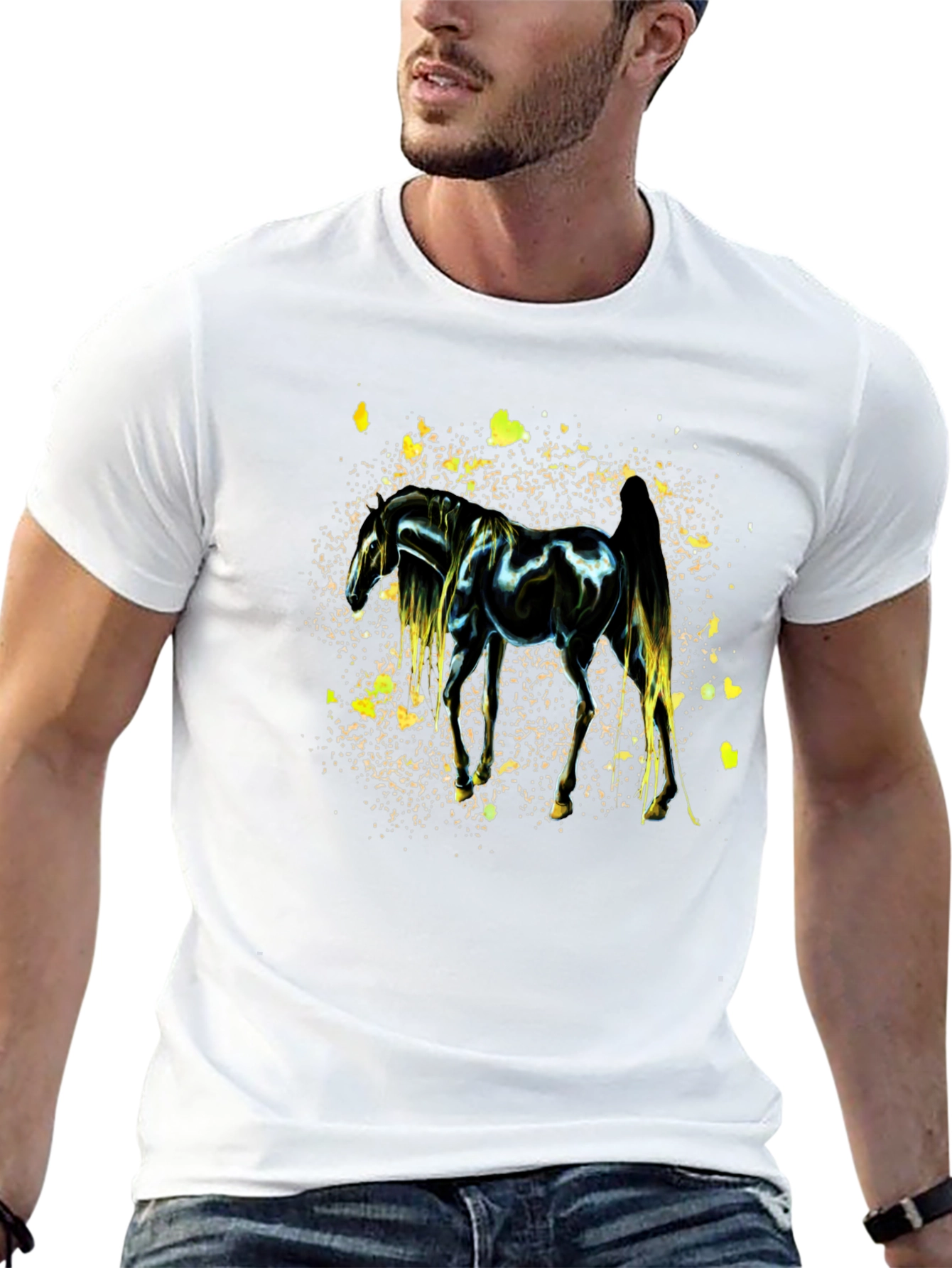 Black Horse Graphic Black Tee view 13
