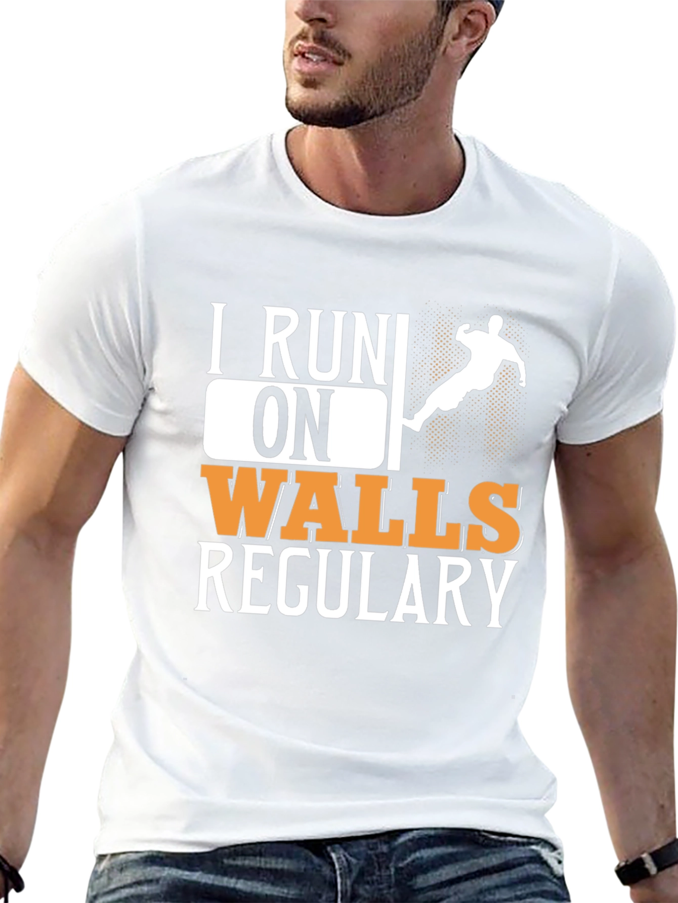 Black I Run On Walls Regularly T-Shirt view 13