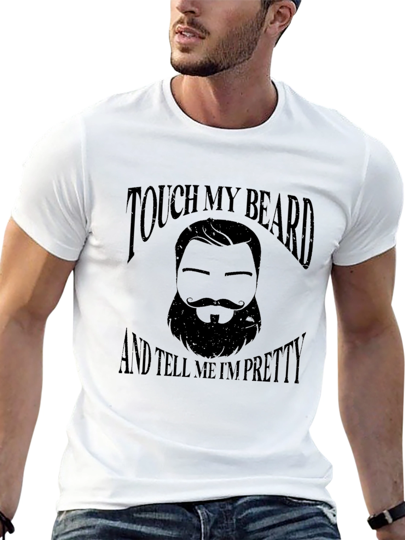Black Touch My Beard Funny Graphic Tee view 13