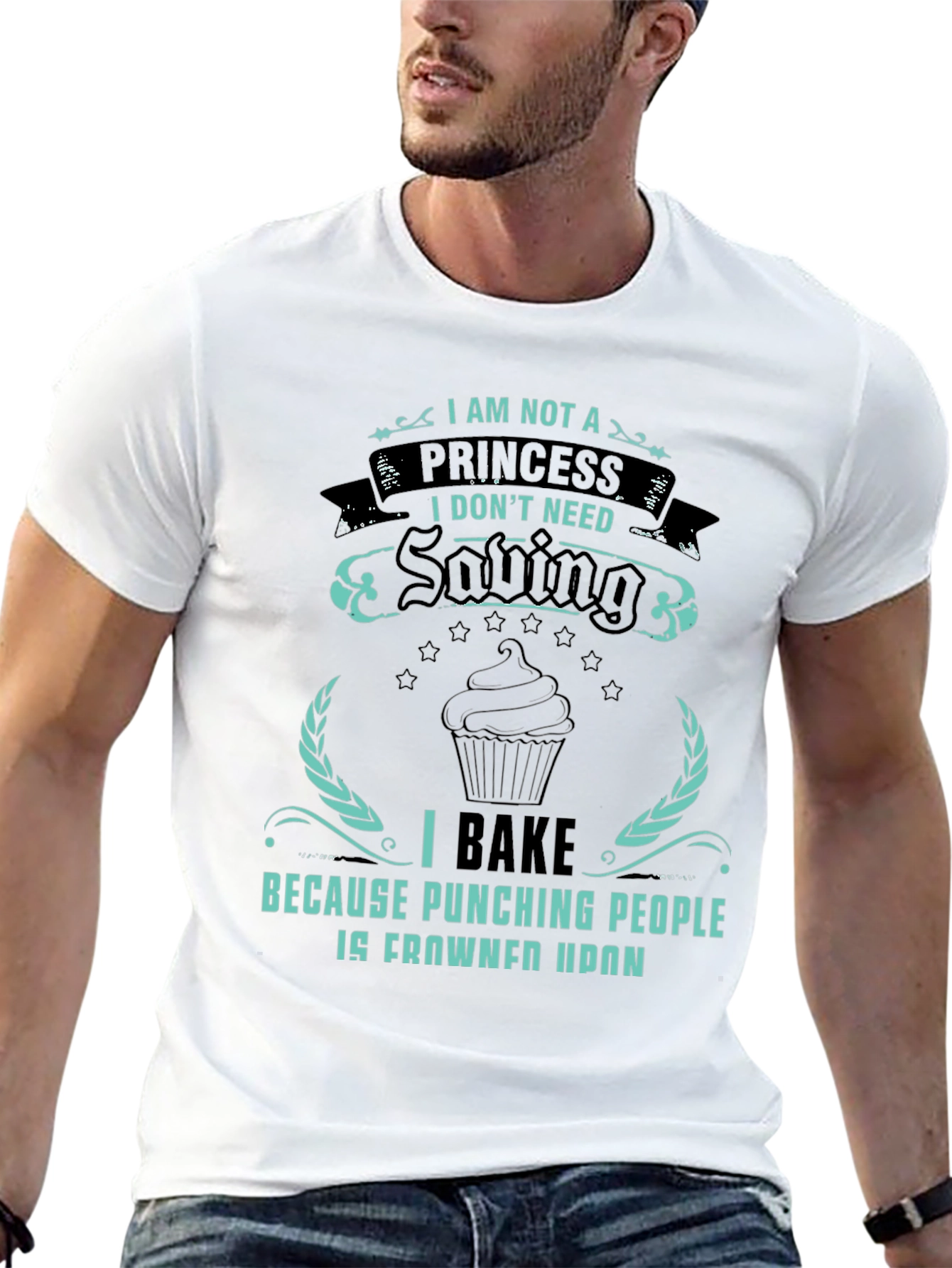 Black I Bake Tee - Princess Saving Baker Pun T-Shirt view 13