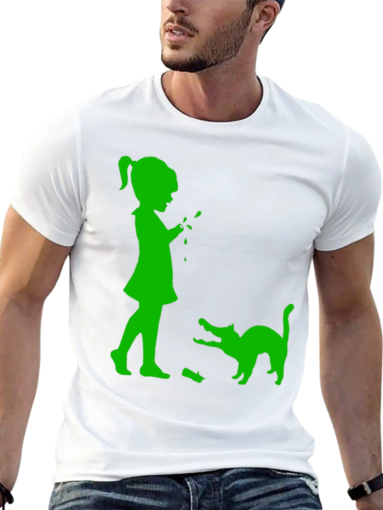 Black Girl & Cat Graphic Tee - Fun, Playful Design view 13