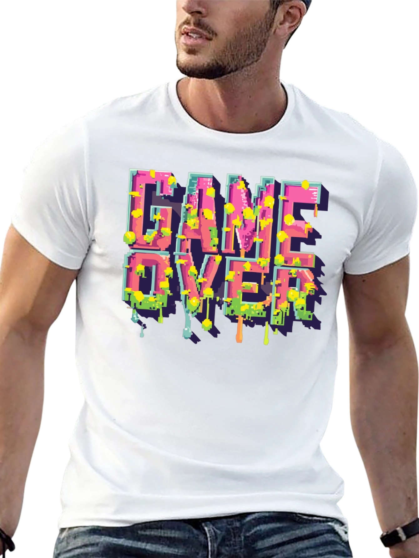 Black Game Over Pixelated T-Shirt view 13