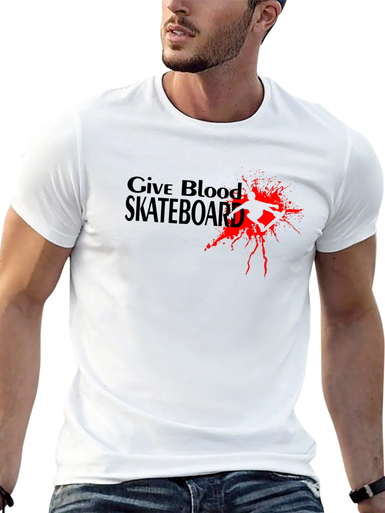 Black Give Blood Skateboard Graphic T-Shirt view 13