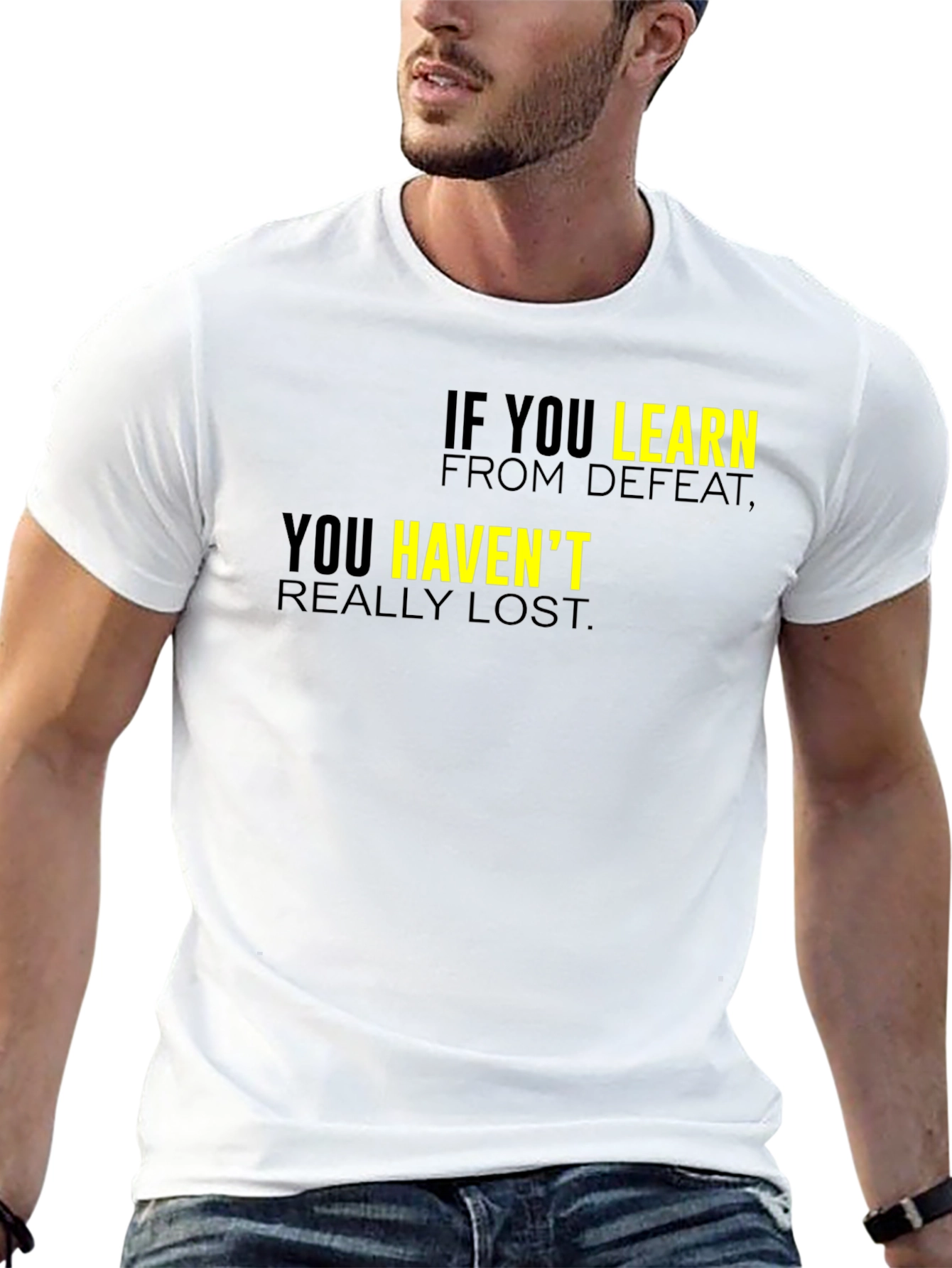 Black Motivational Black T-Shirt: Learn From Defeat view 13