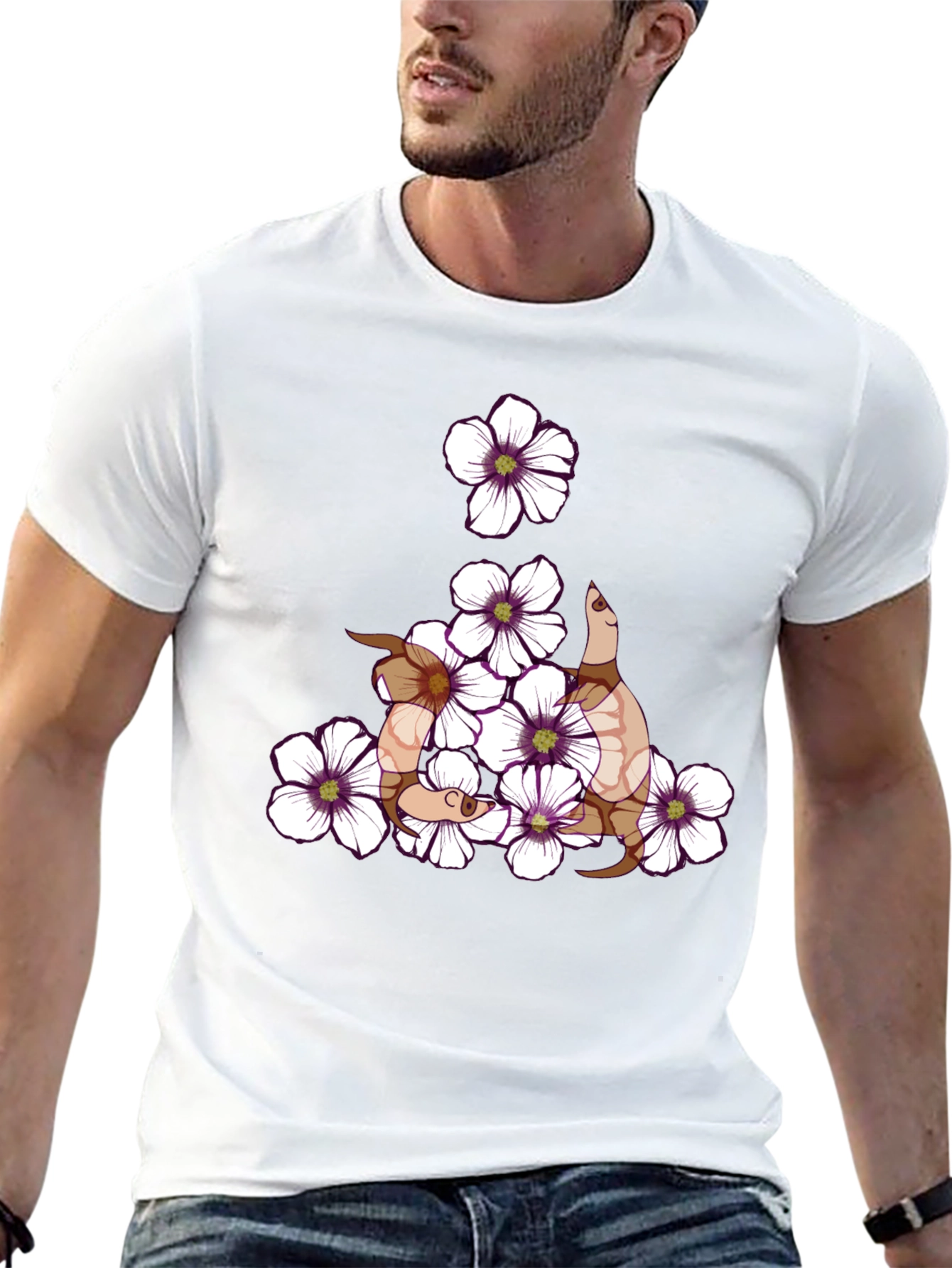 Black Floral Snake Graphic T-Shirt - Stylish & Unique view 13