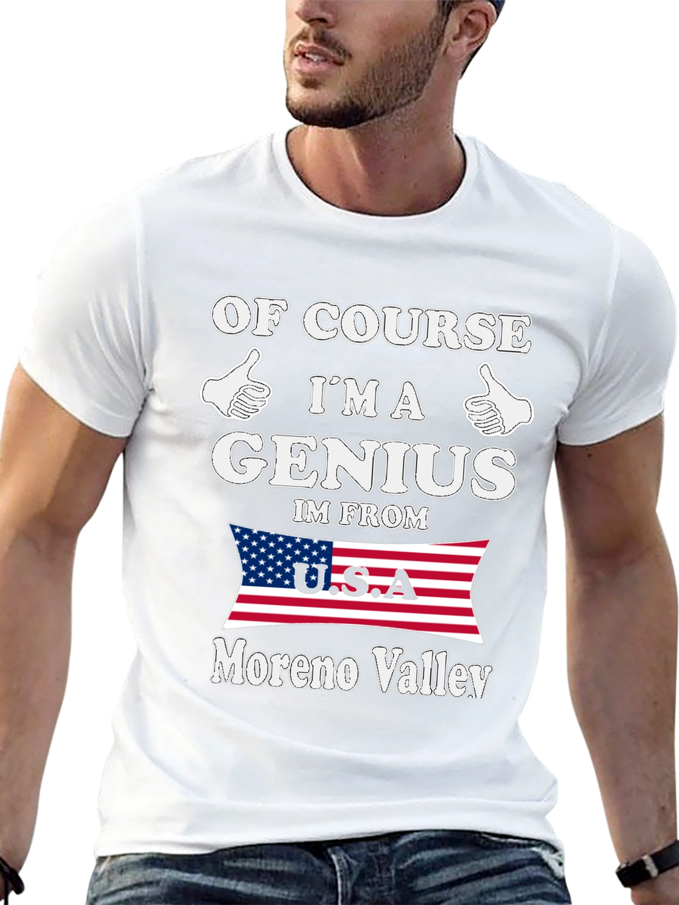 Black Of Course I'm A Genius Moreno Valley T-Shirt view 13