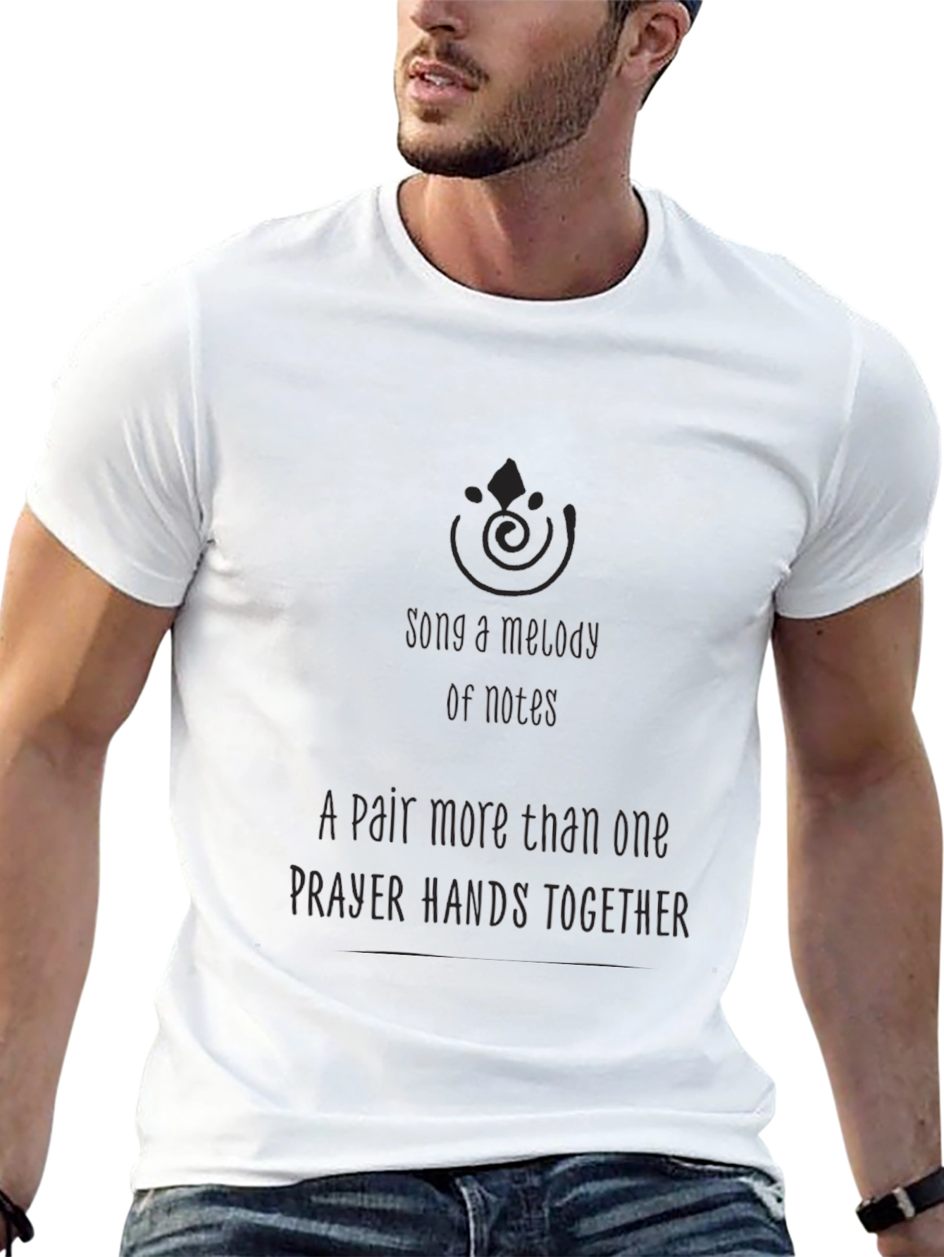 Song Melody Prayer Hands Graphic Tee - Black - 13