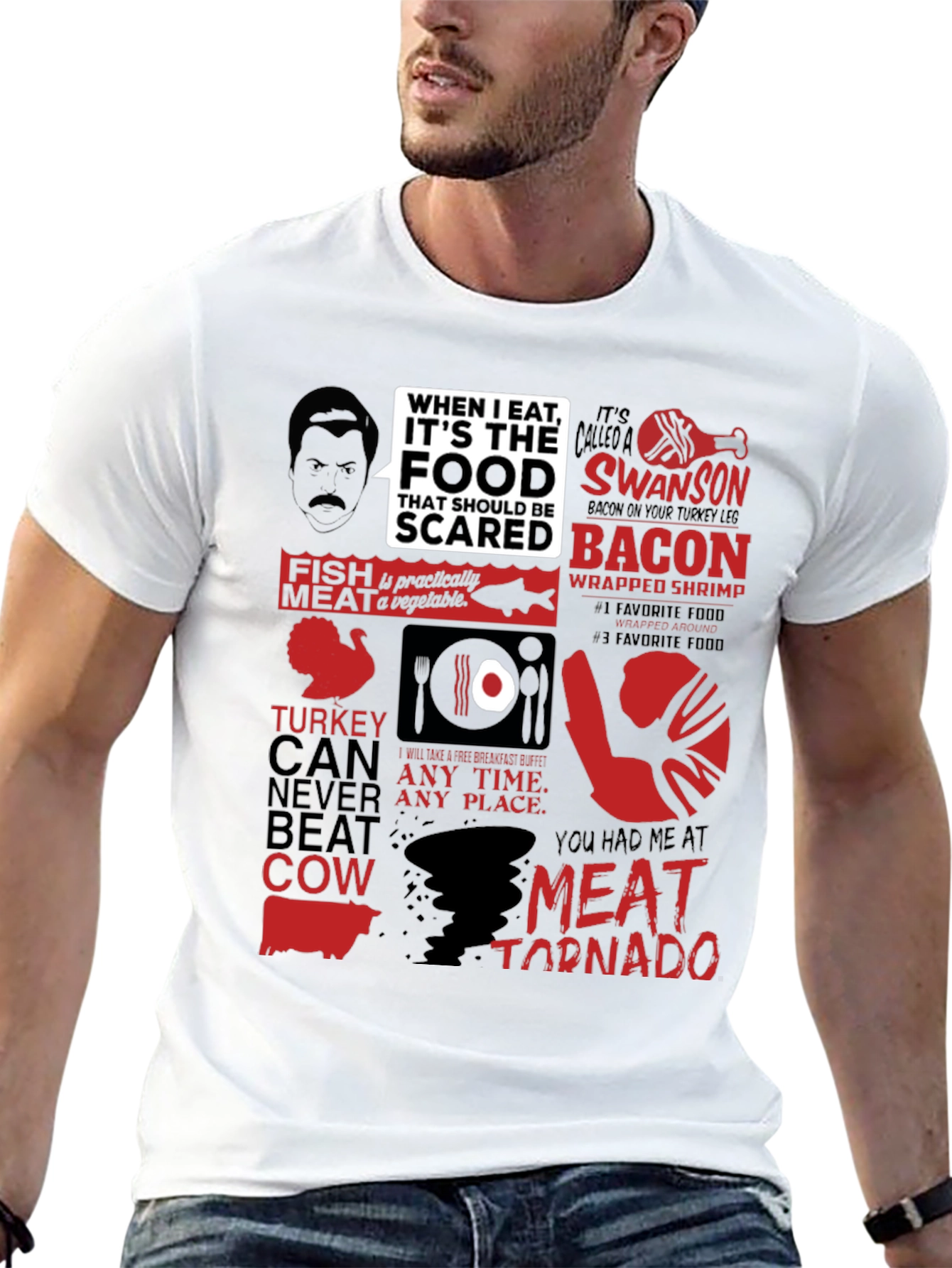 Ron Swanson Food T-Shirt - Meat Tornado Humor Tee - 13