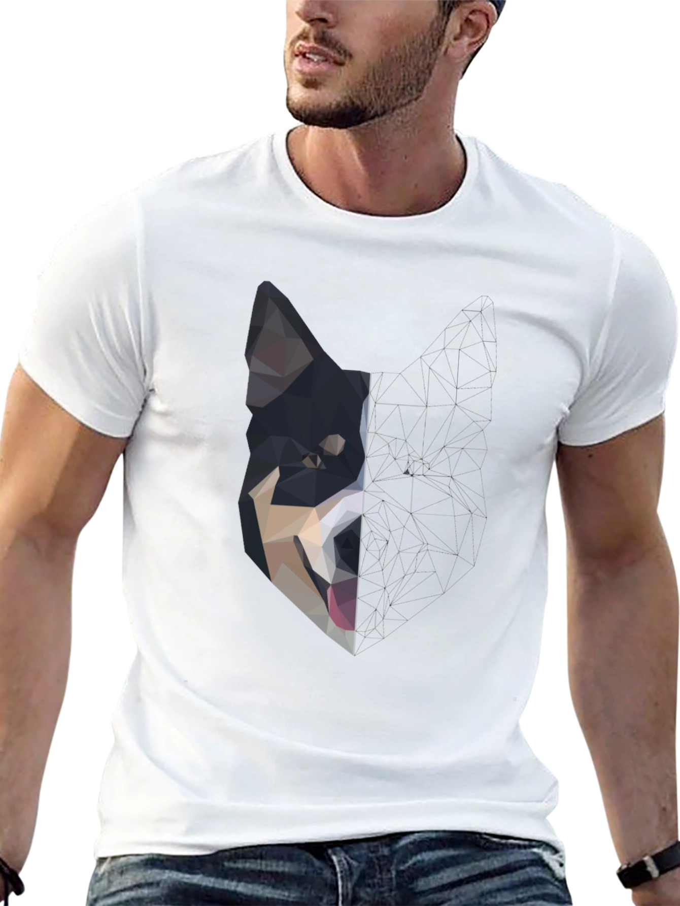 Black Abstract Dog Graphic Black T-Shirt view 13