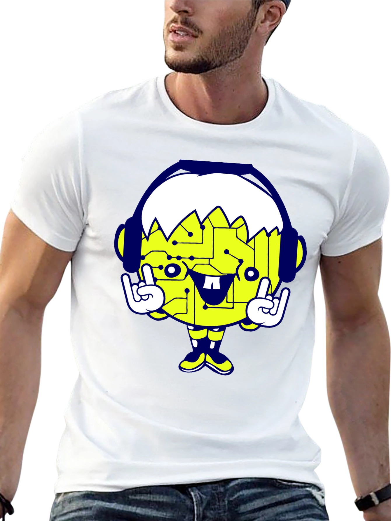 Black Cool Cartoon Graphic Black T-Shirt view 13