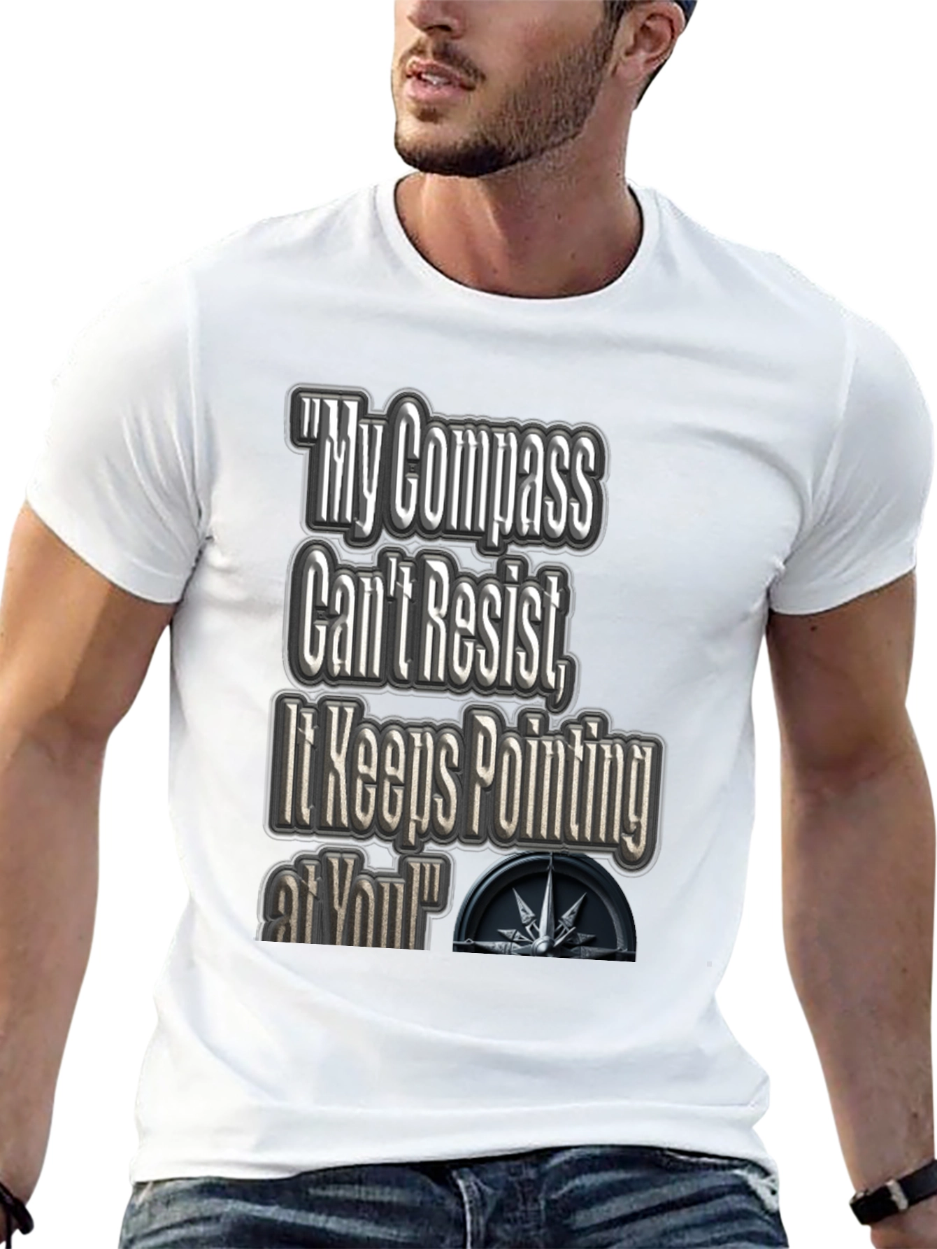 Black Compass Pointing Graphic T-Shirt view 13