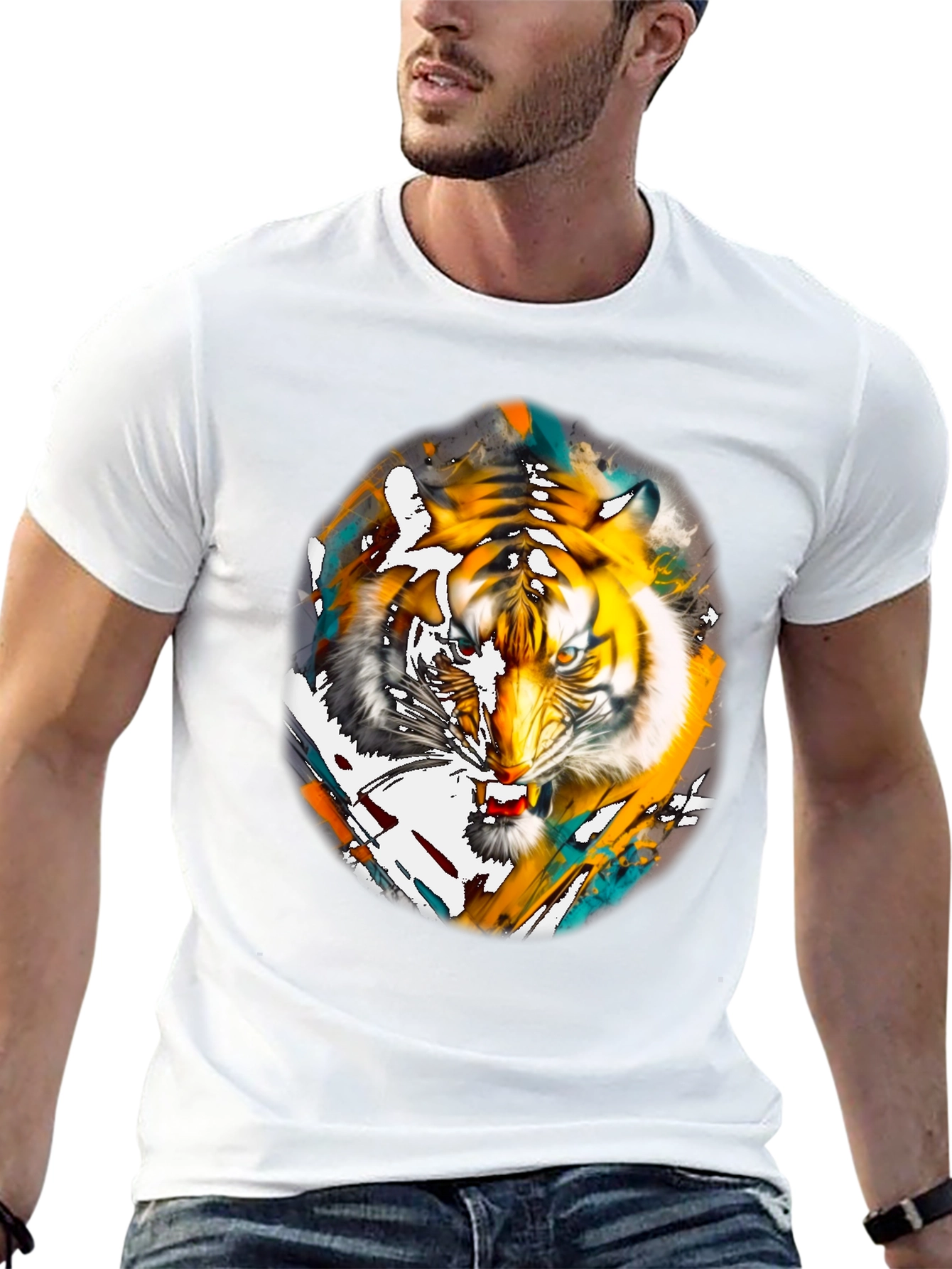 Black Tiger Graphic Print Black T-Shirt view 13