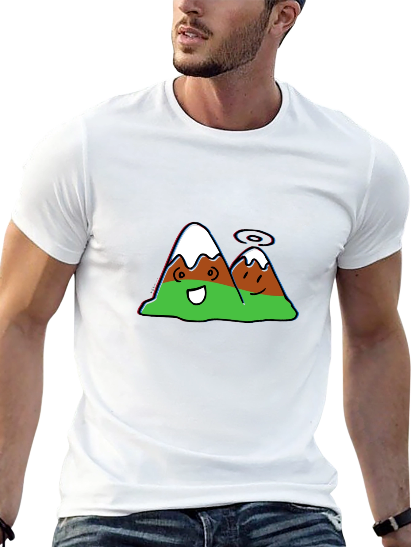 Black Cartoon Mountain Graphic Black Tee view 13