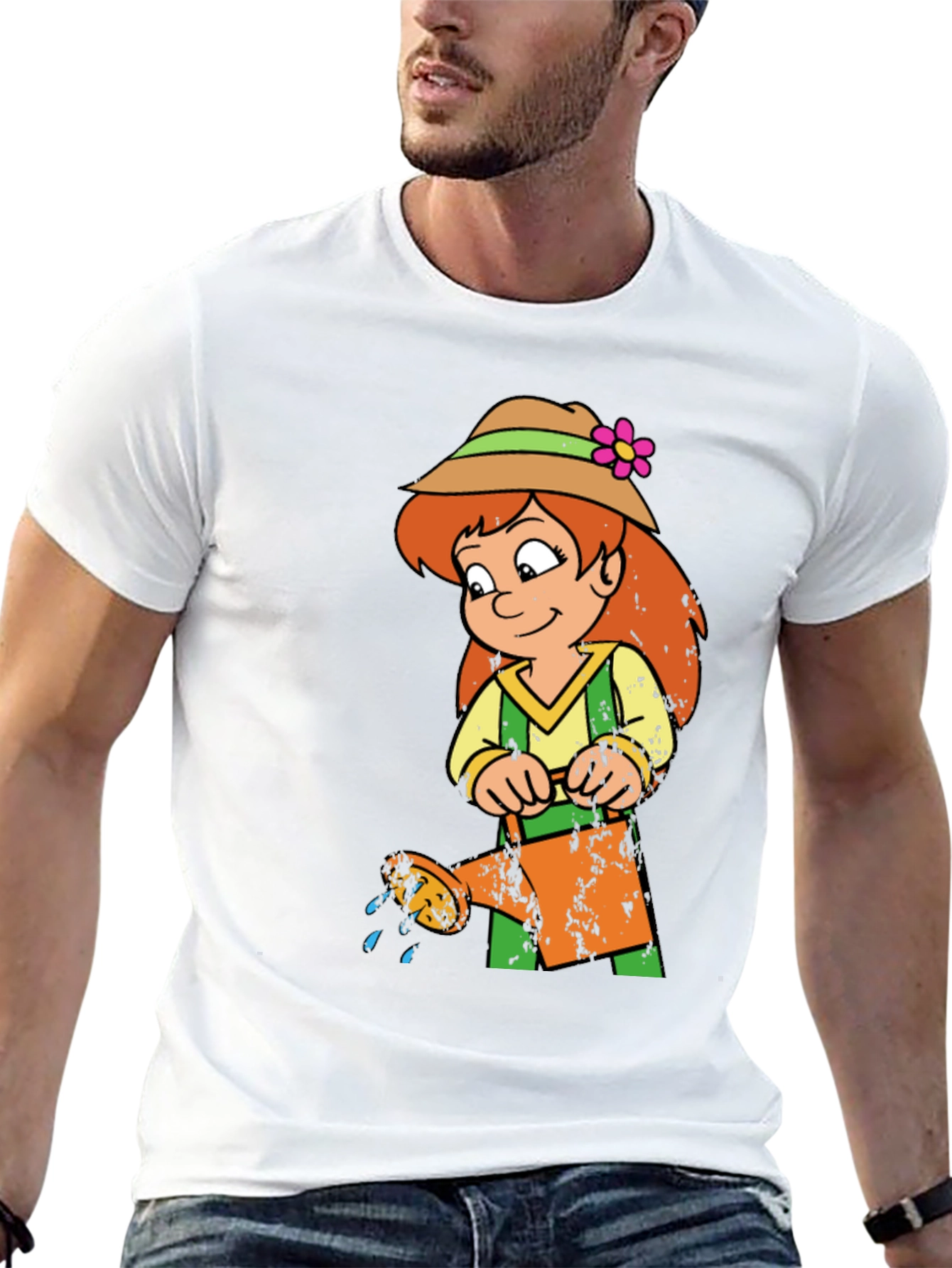 Black Cartoon Gardener Graphic T-Shirt view 13