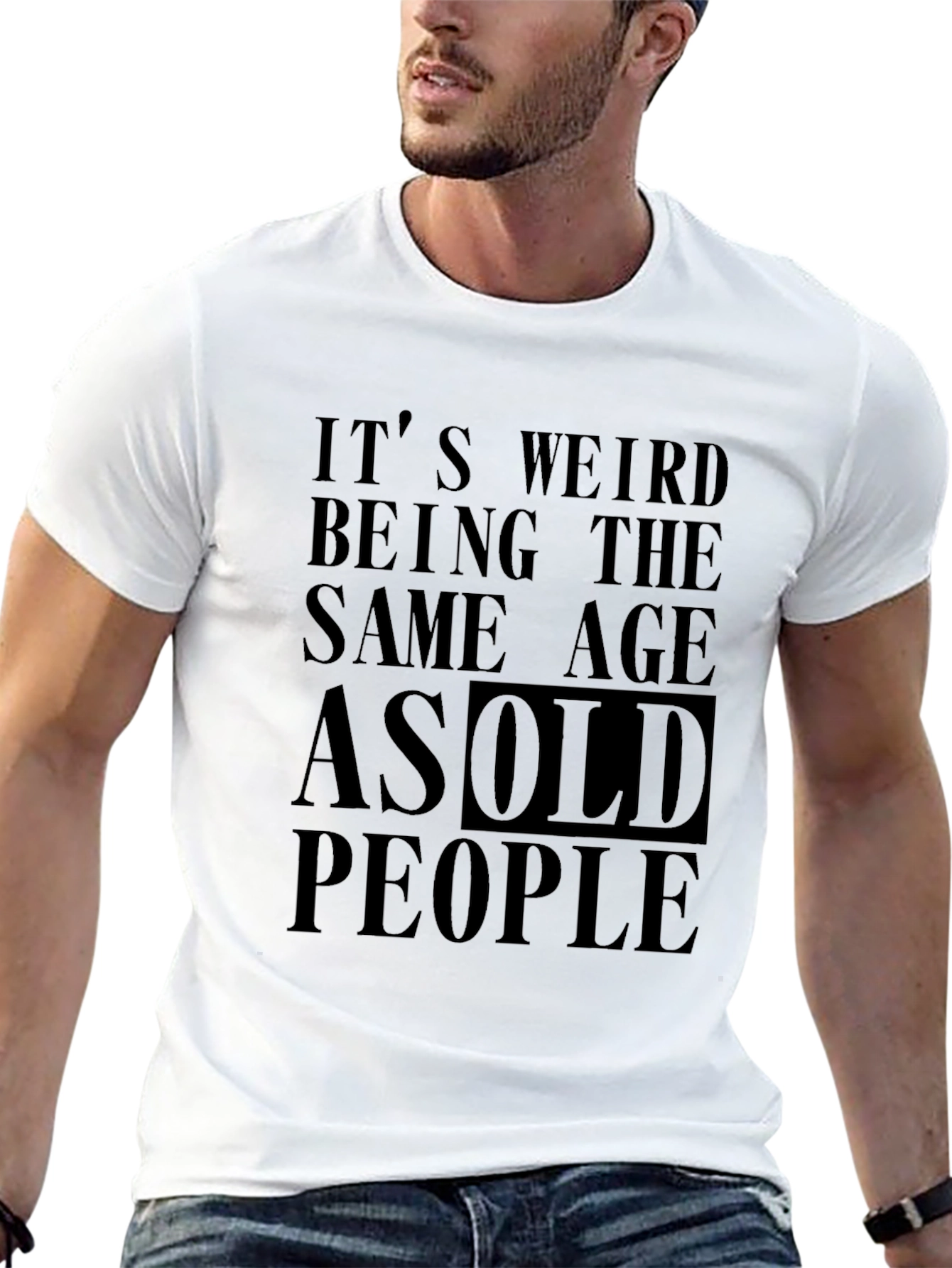 Black Funny "Same Age As Old People" Black T-Shirt view 13
