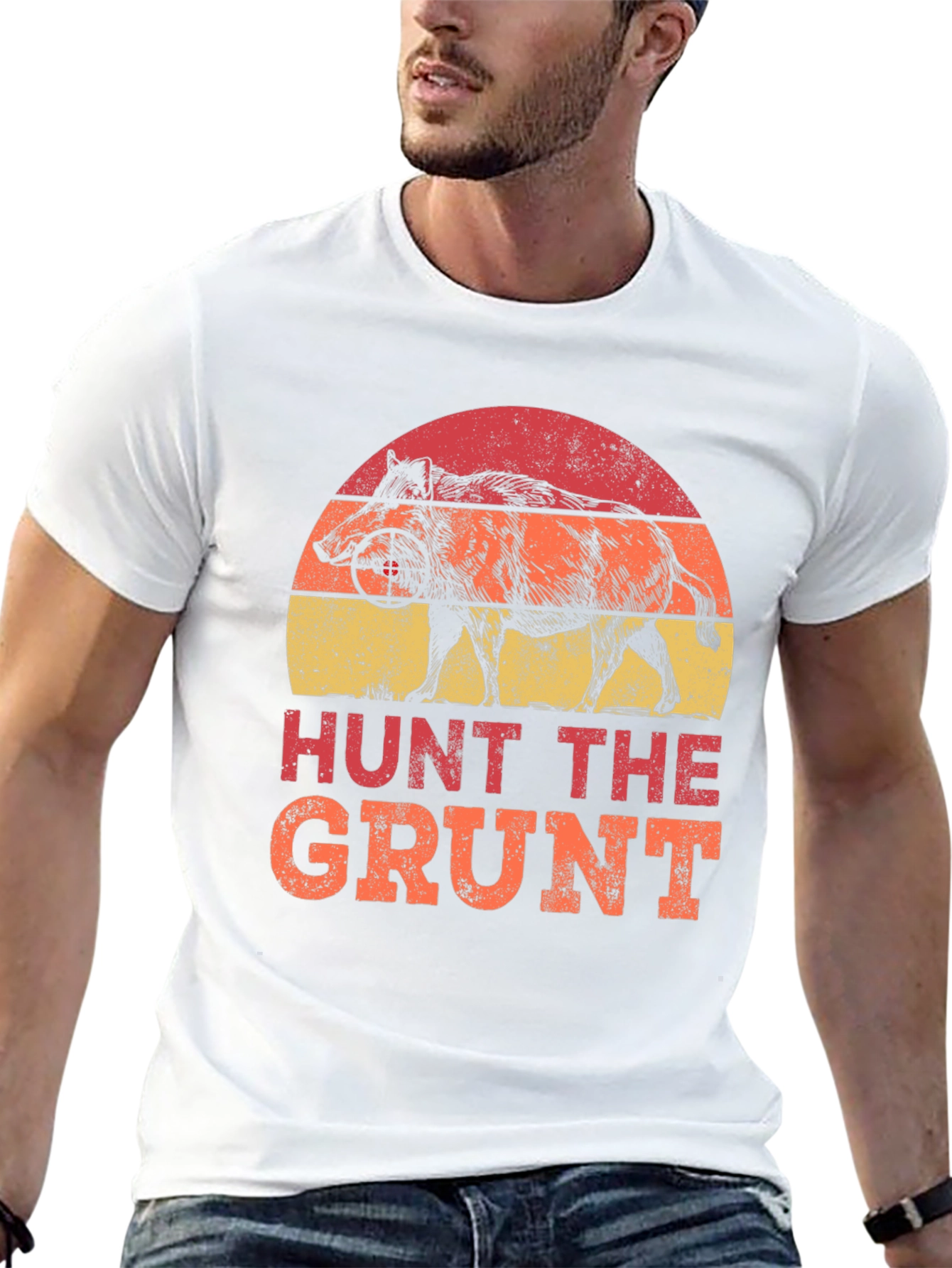 Black Hunt the Grunt T-Shirt - Wild Boar Hunter Tee view 13