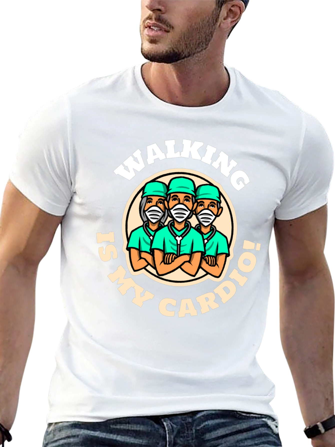 Black Walking Is My Cardio T-Shirt - Doctor Design view 13