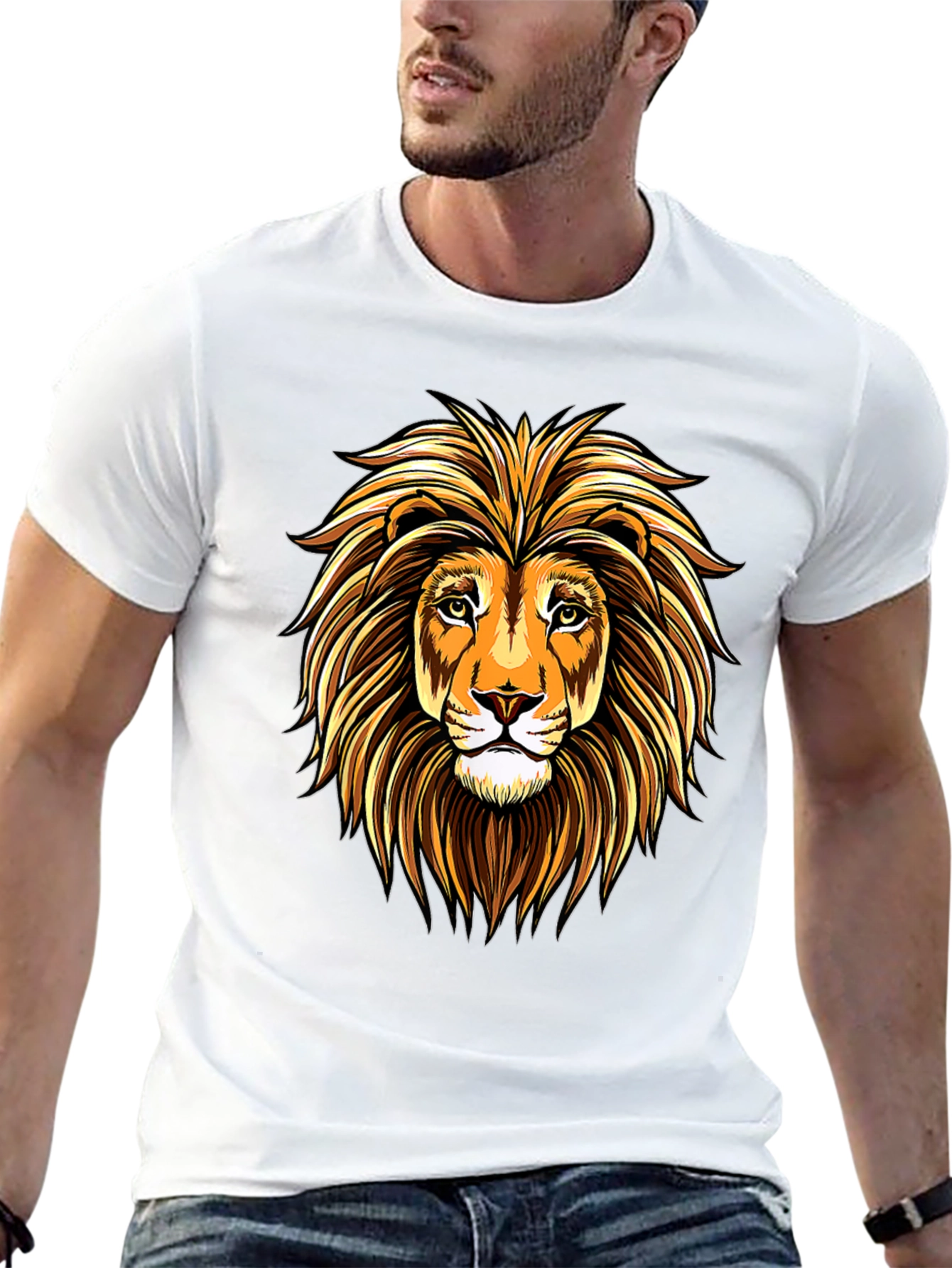 Black Lion Head Graphic Tee - Mens Black T-Shirt view 13