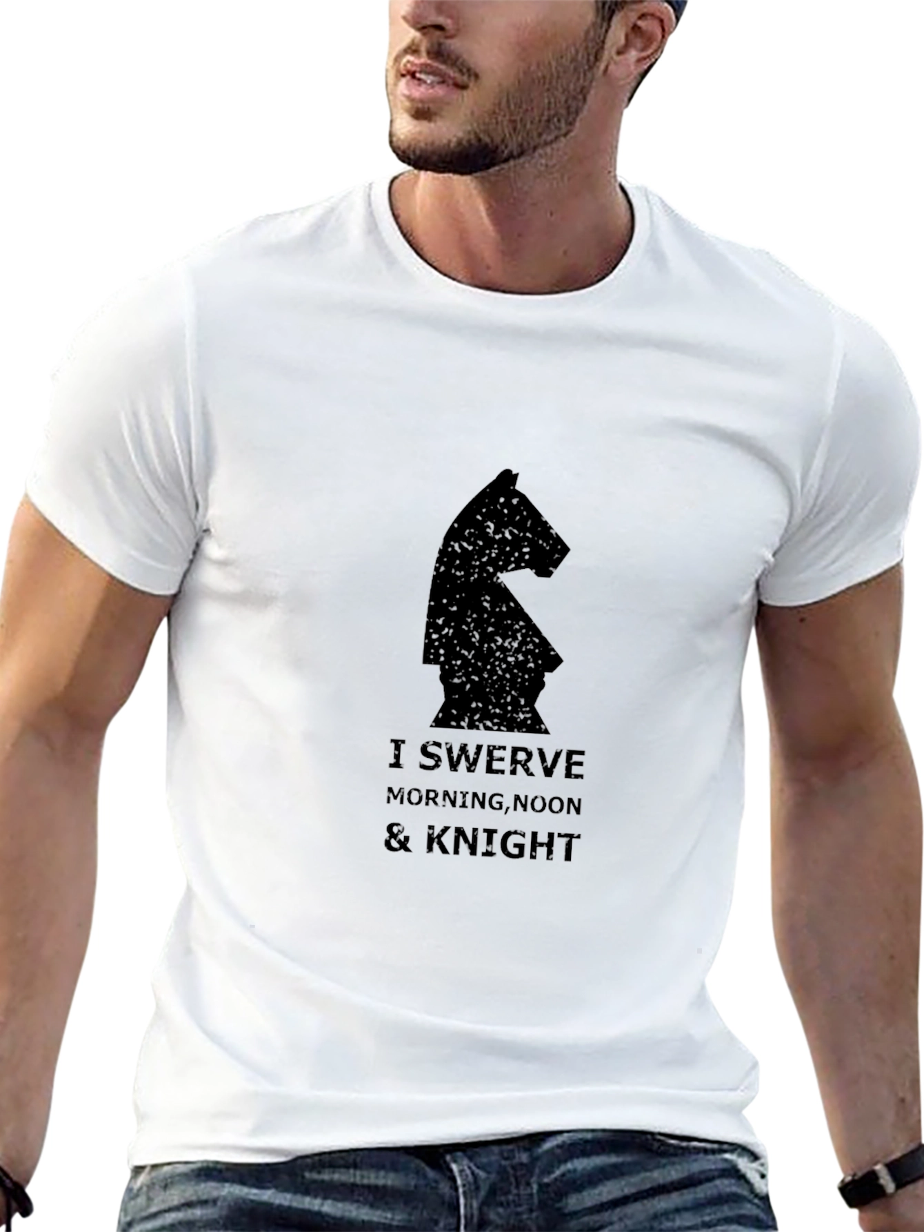 Black I Swerve Knight T-Shirt - Chess Graphic Tee view 13