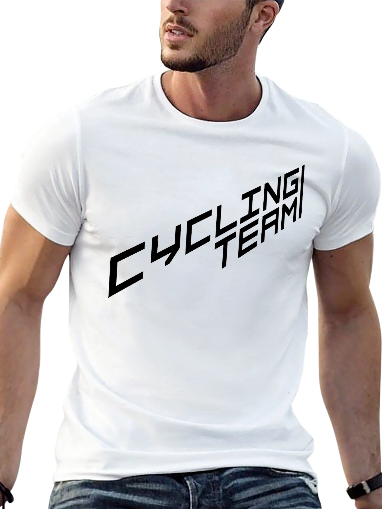 Black Cycling Team Graphic Tee - Black Cotton Blend view 13