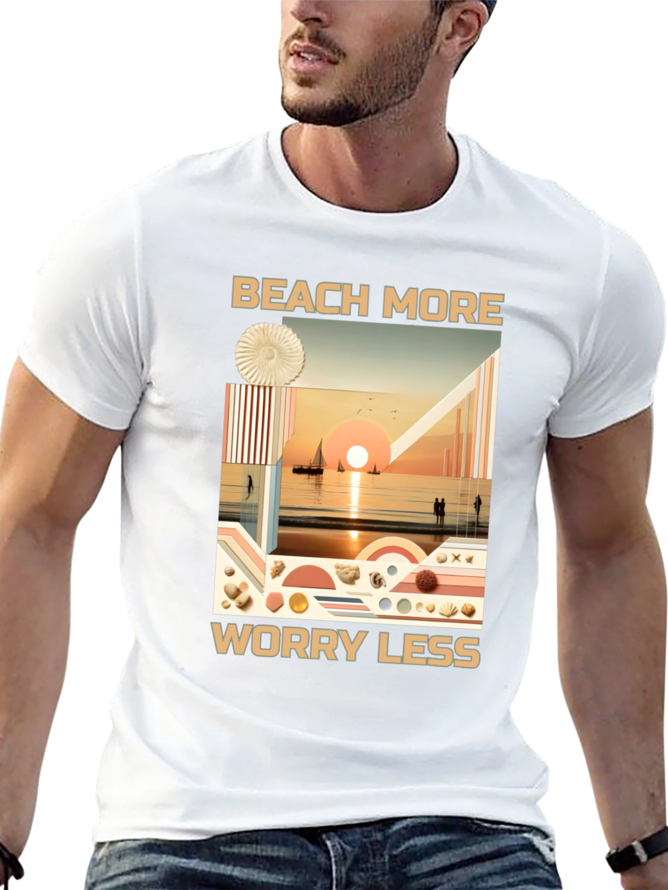 Black Beach More Worry Less Graphic Tee view 13