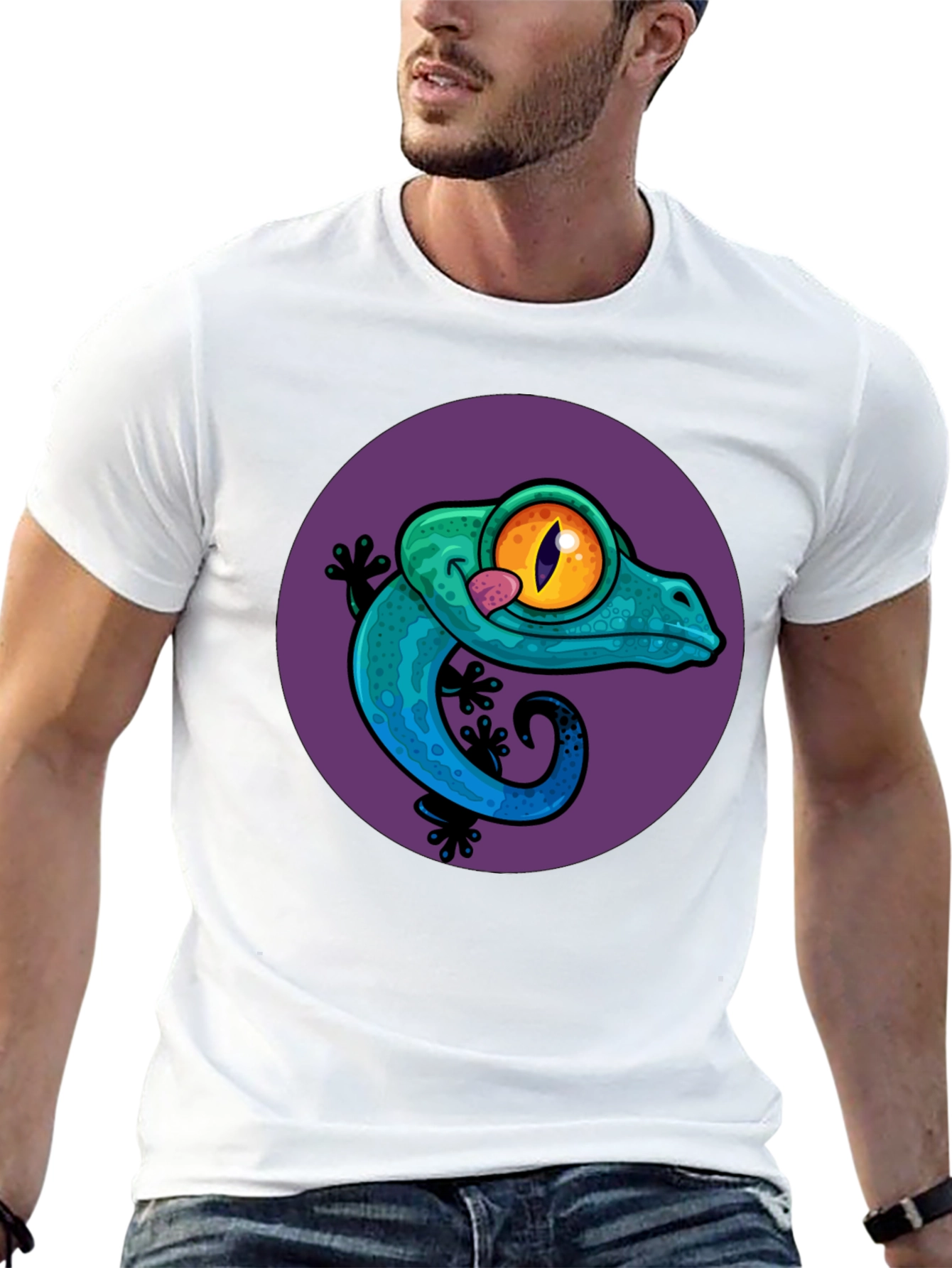 Black Gecko Graphic Tee - Cool Lizard Design T-Shirt view 13