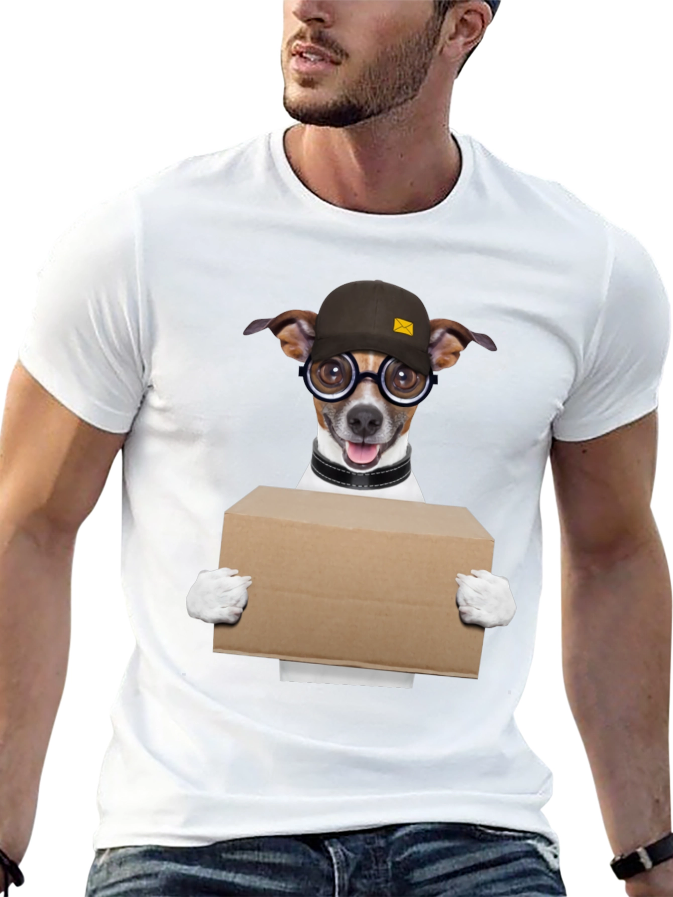 Black Dog Mailman Graphic Tee - Novelty T-Shirt view 13