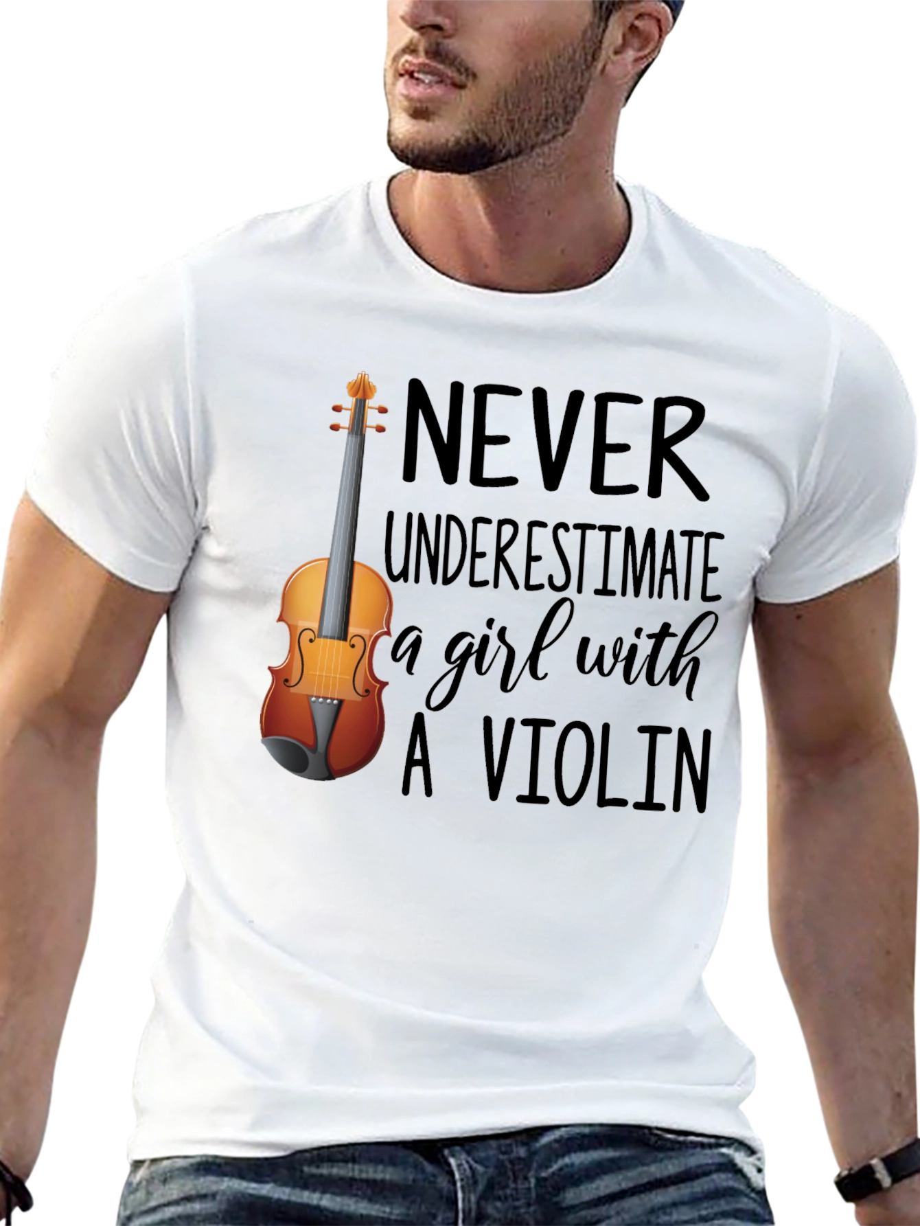 Black Never Underestimate a Girl with A Violin Tee view 13