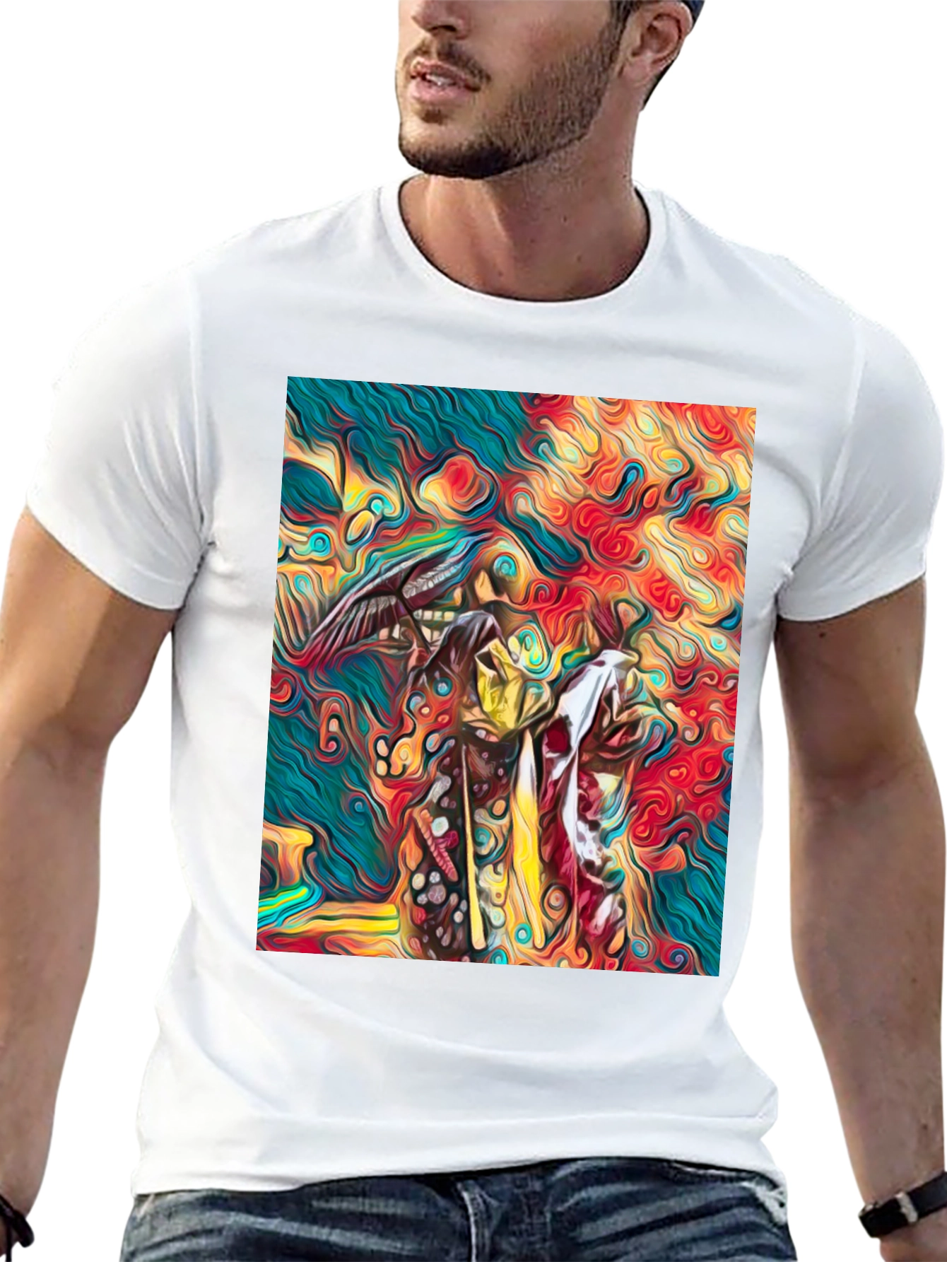 Black Abstract Art Graphic Tee - Vivid Colors, Unique Design view 13