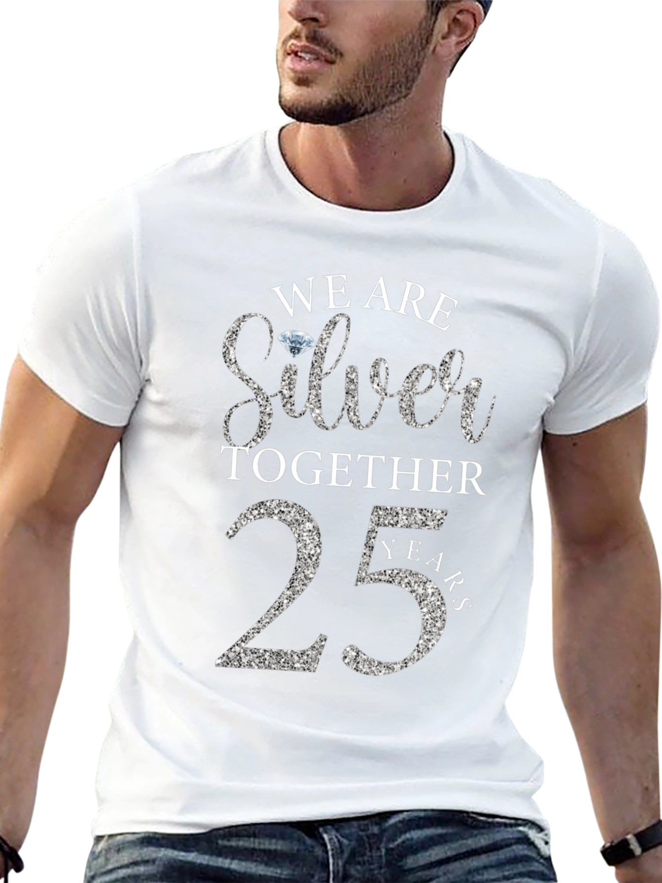 Black Silver Anniversary 25 Years T-Shirt view 13