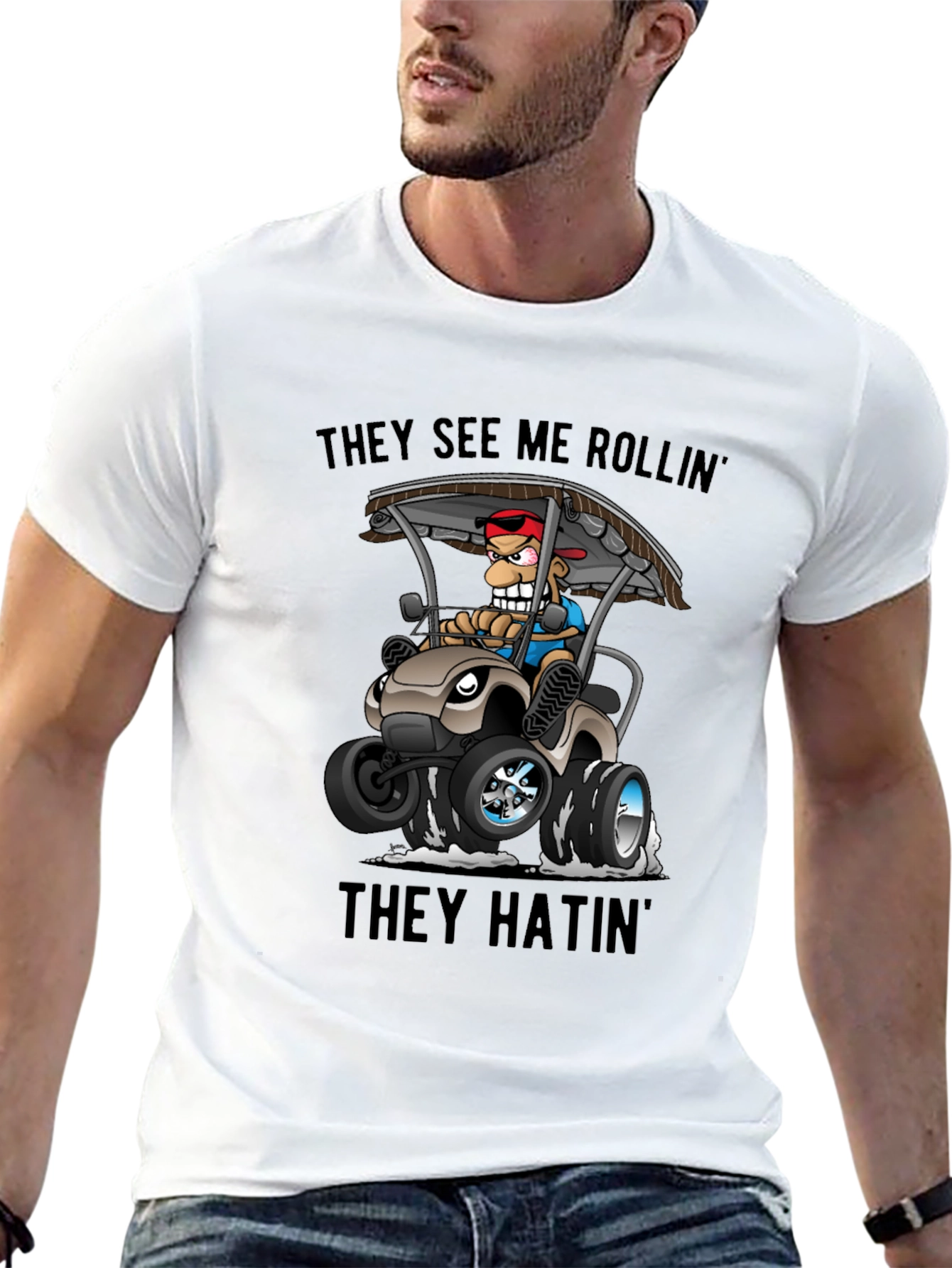 Black They See Me Rollin' T-Shirt view 13