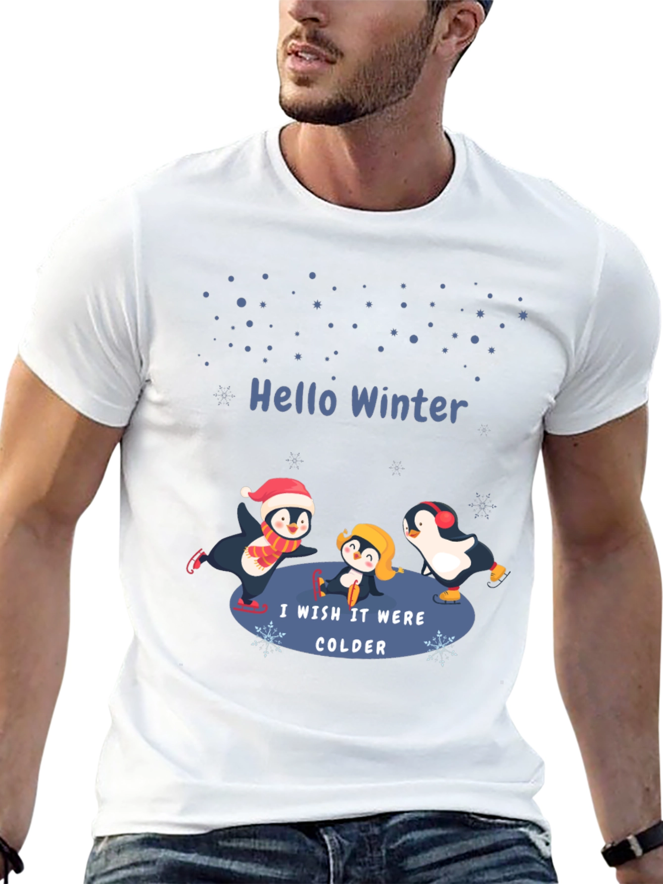 Black Winter Penguin Graphic T-Shirt view 13