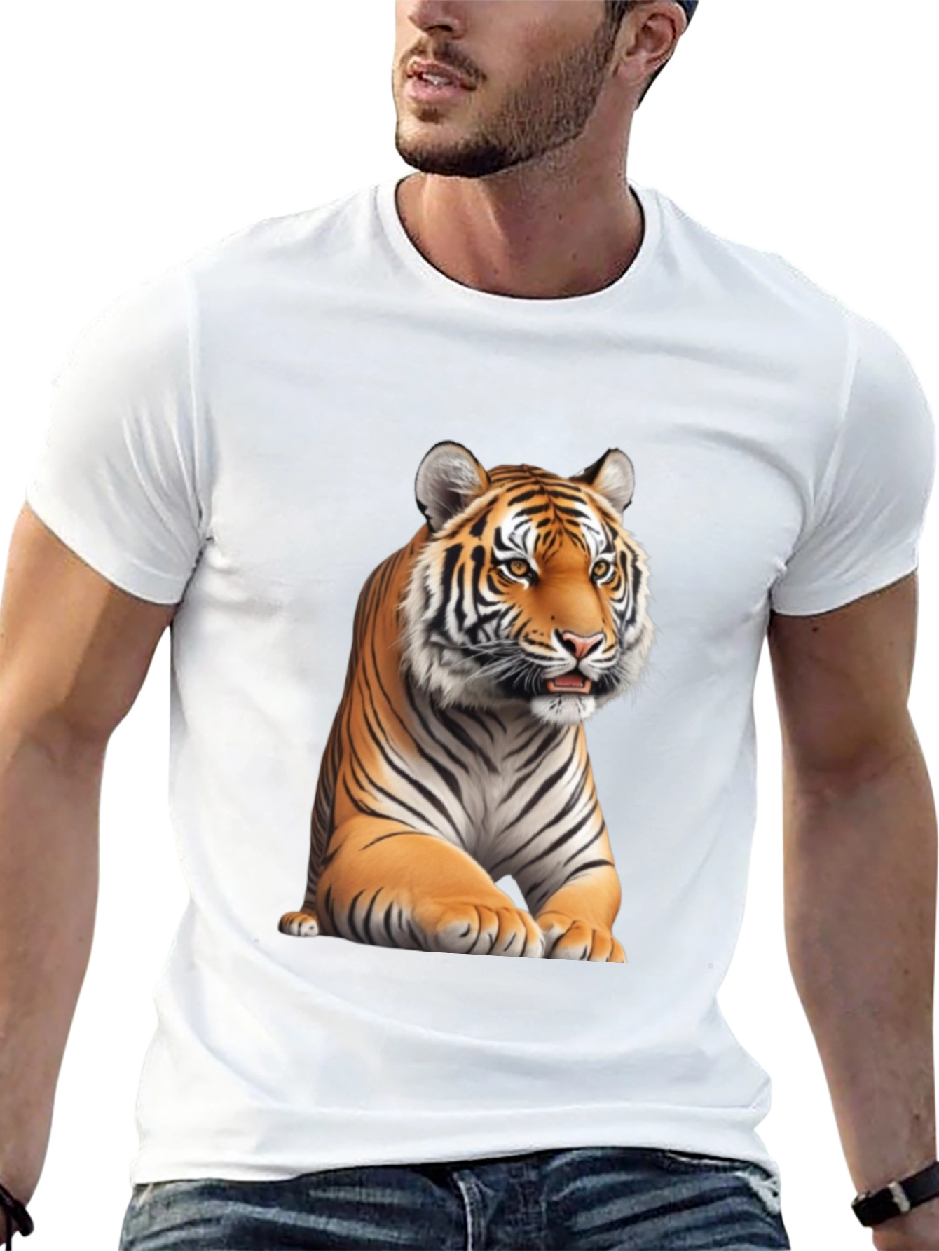 Black Tiger Graphic Tee - Black Cotton Blend view 13